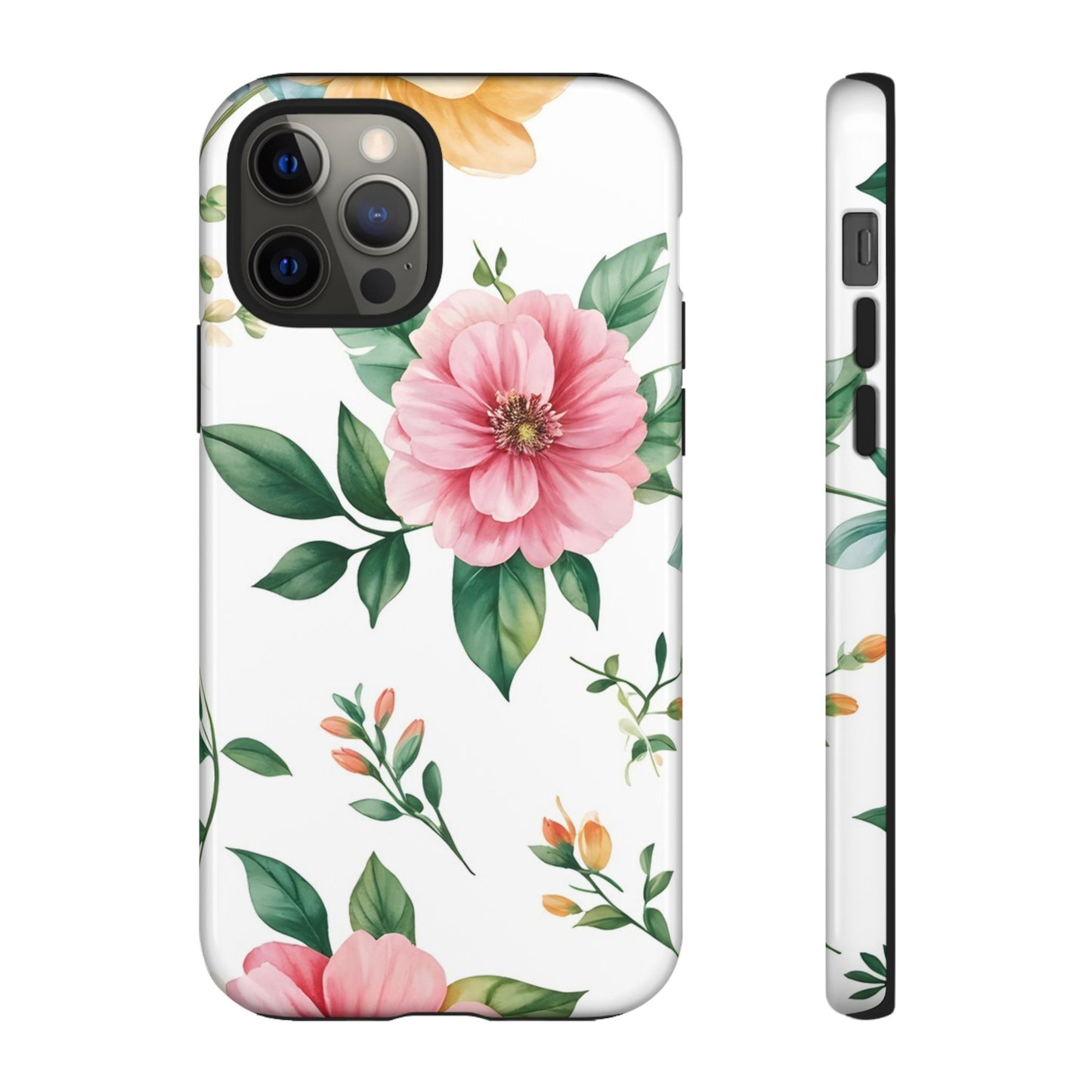 Floral Tough Phone Case — Pink Peony Protective Phone Cover