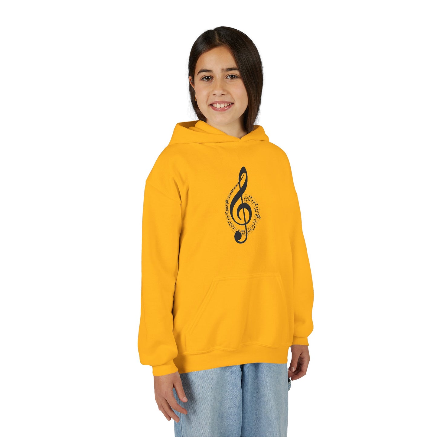 Youth Music Treble Clef Hoodie – Cute Musical Notes Kids Sweatshirt