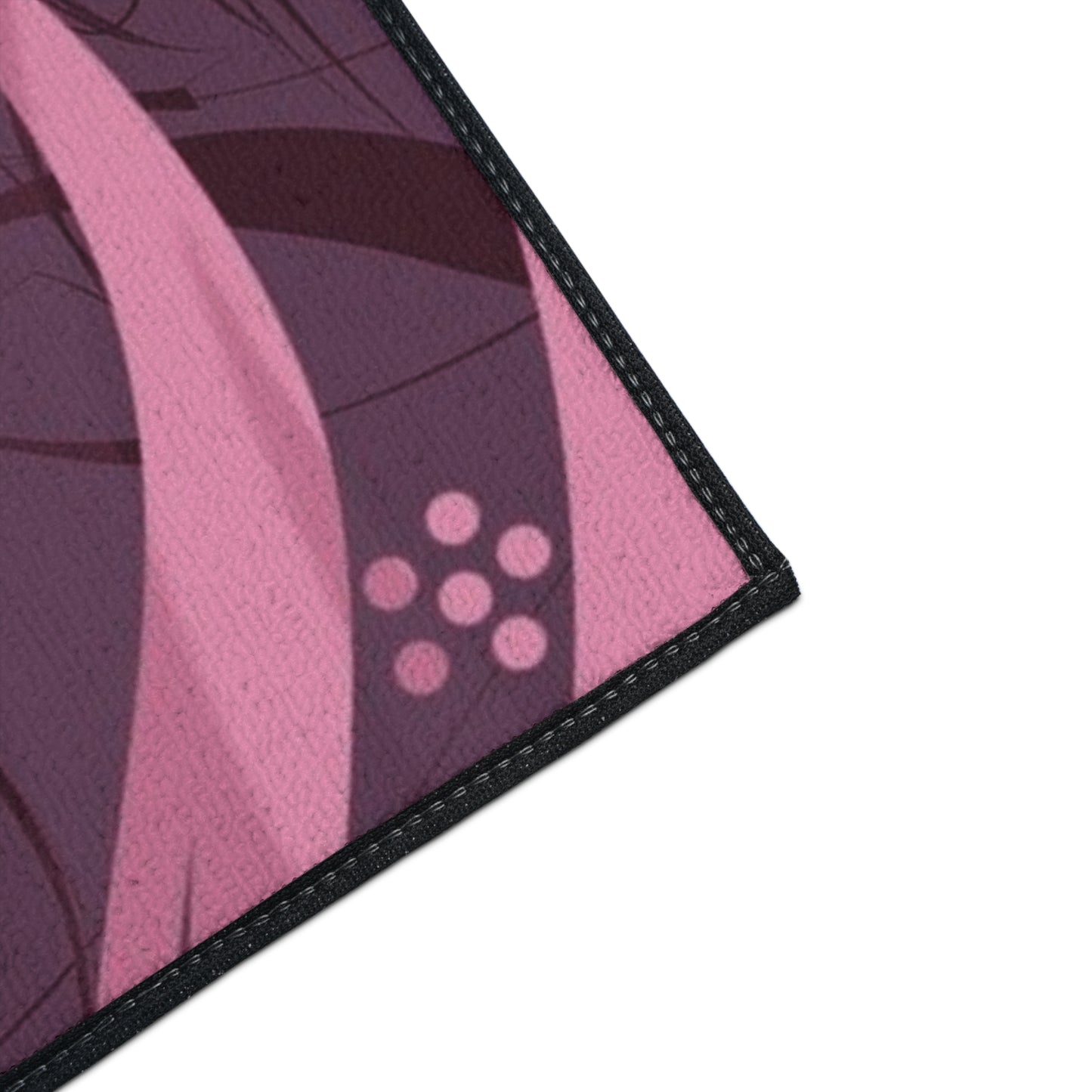 Floral Swirl Heavy-Duty Floor Mat — Pink Abstract Entry Rug