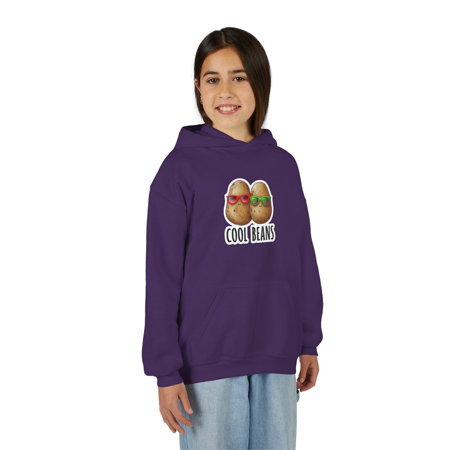 Youth 'Cool Beans' Hoodie – Cute Kids Graphic Sweatshirt with Sunglasses Potato Design