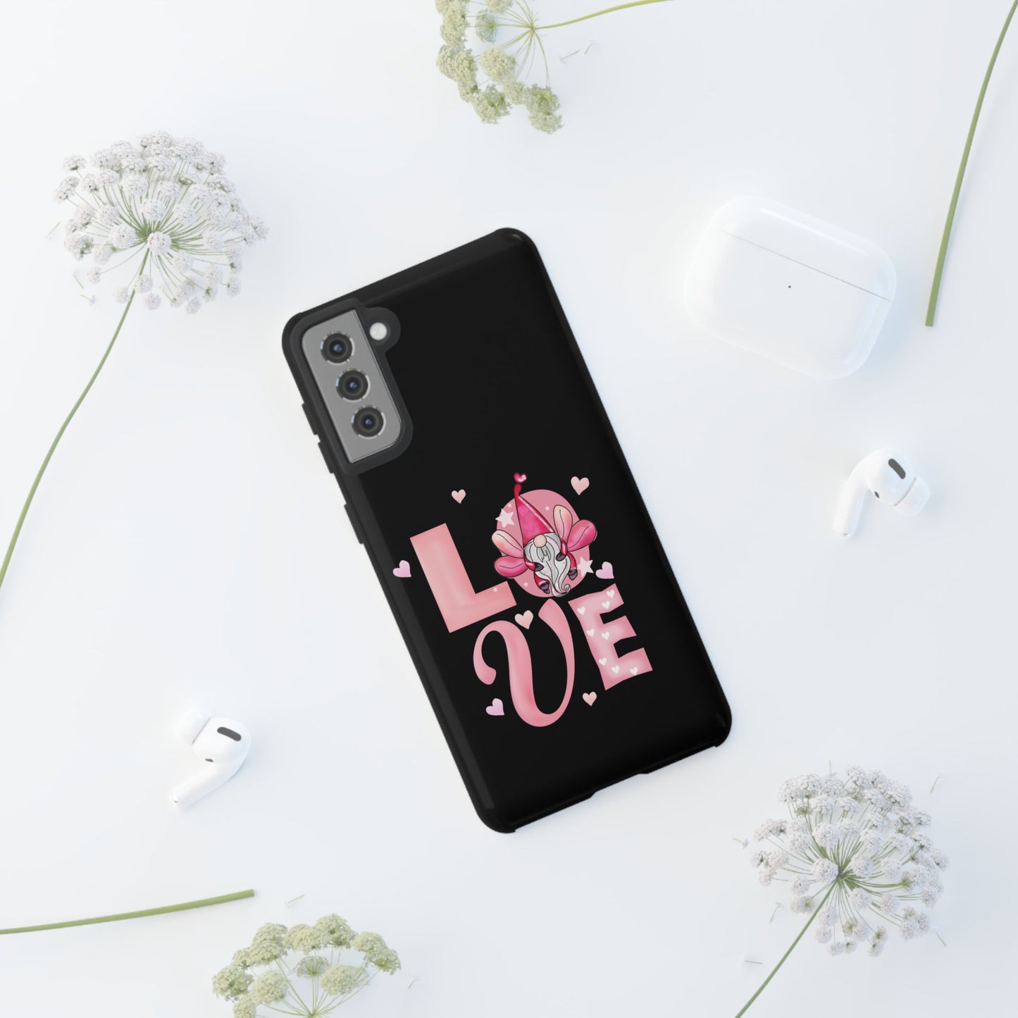 Love Gnome Phone Case — Cute Pink Heart Valentines Protective Case
