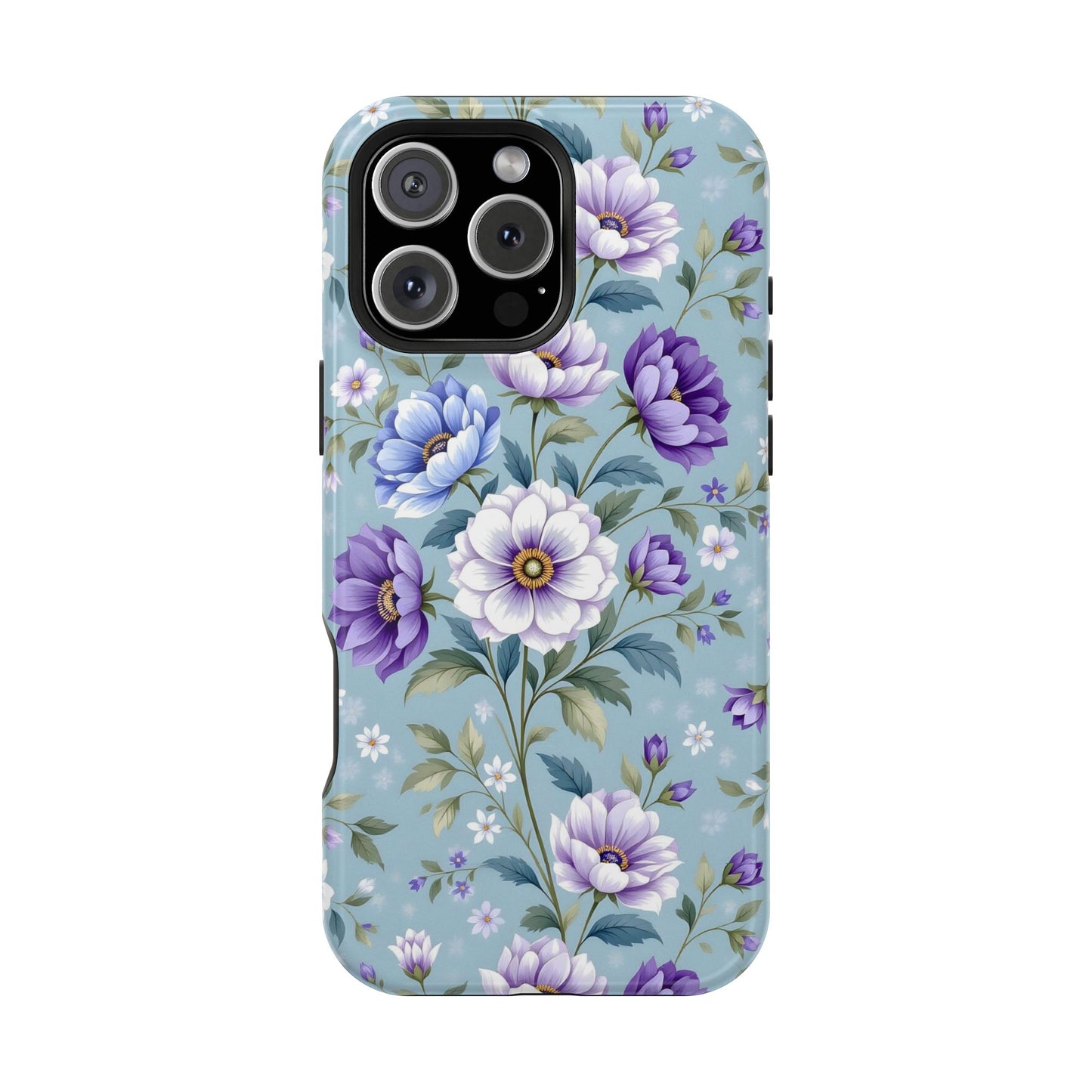 Floral Purple Peony Phone Case — Magnetic Impact‑Resistant Protective Cover