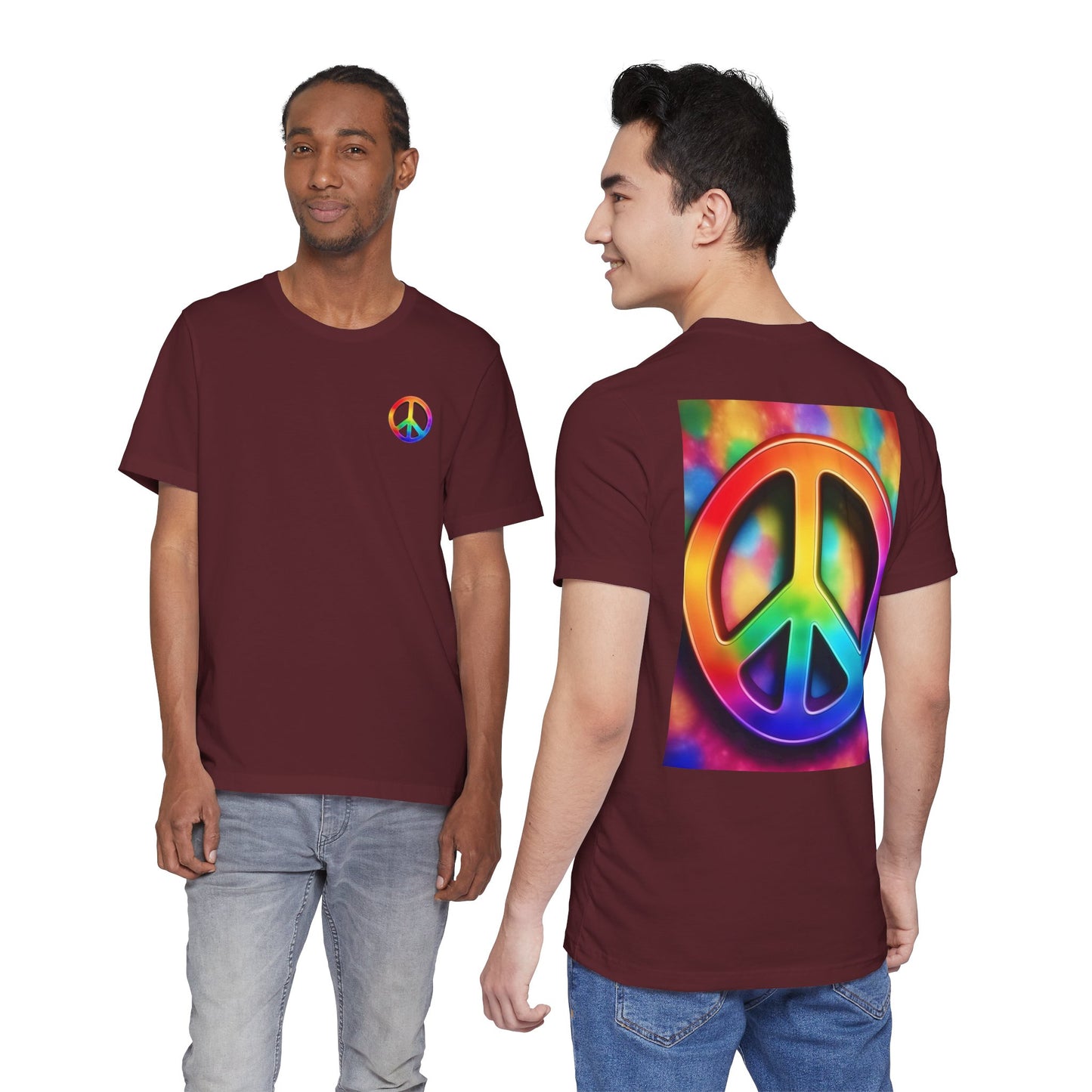 Peace Sign Tie-Dye Tee — Rainbow Hippie Peace Symbol T-Shirt