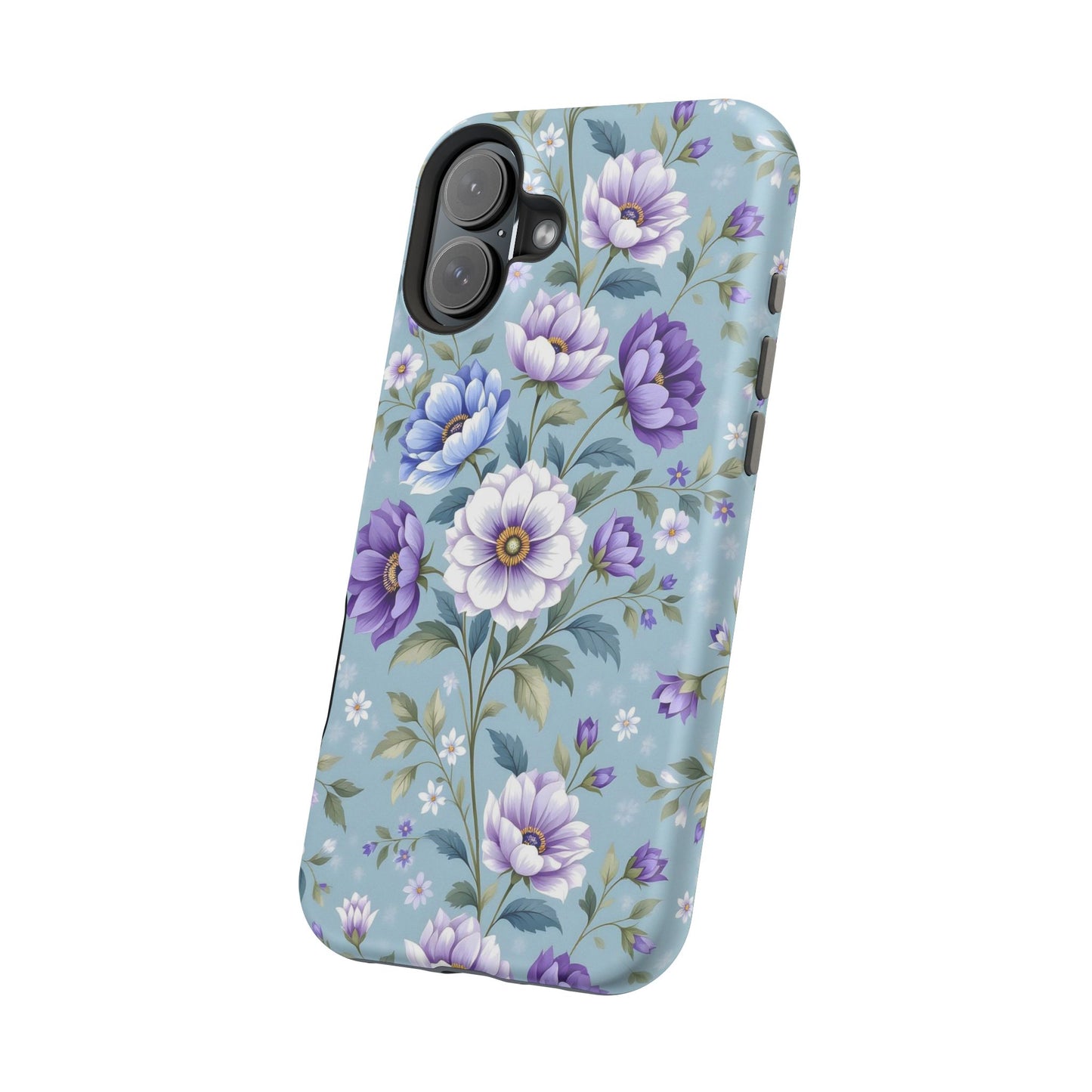 Floral Purple Peony Phone Case — Magnetic Impact‑Resistant Protective Cover