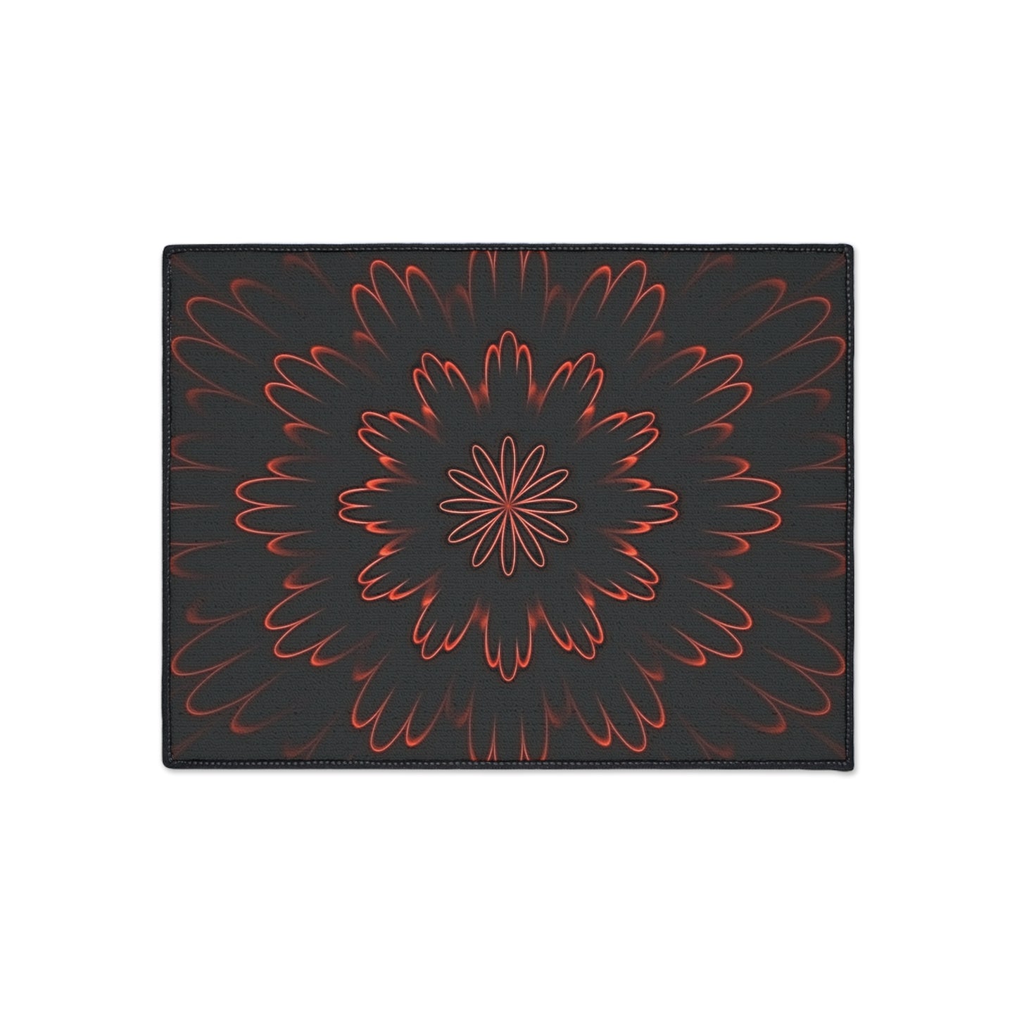 Floor Mat — Red Floral Mandala Heavy-Duty Entrance Rug