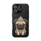 Pug Phone Case – Cute Pug Puppy Illustration on Black Tough Case
