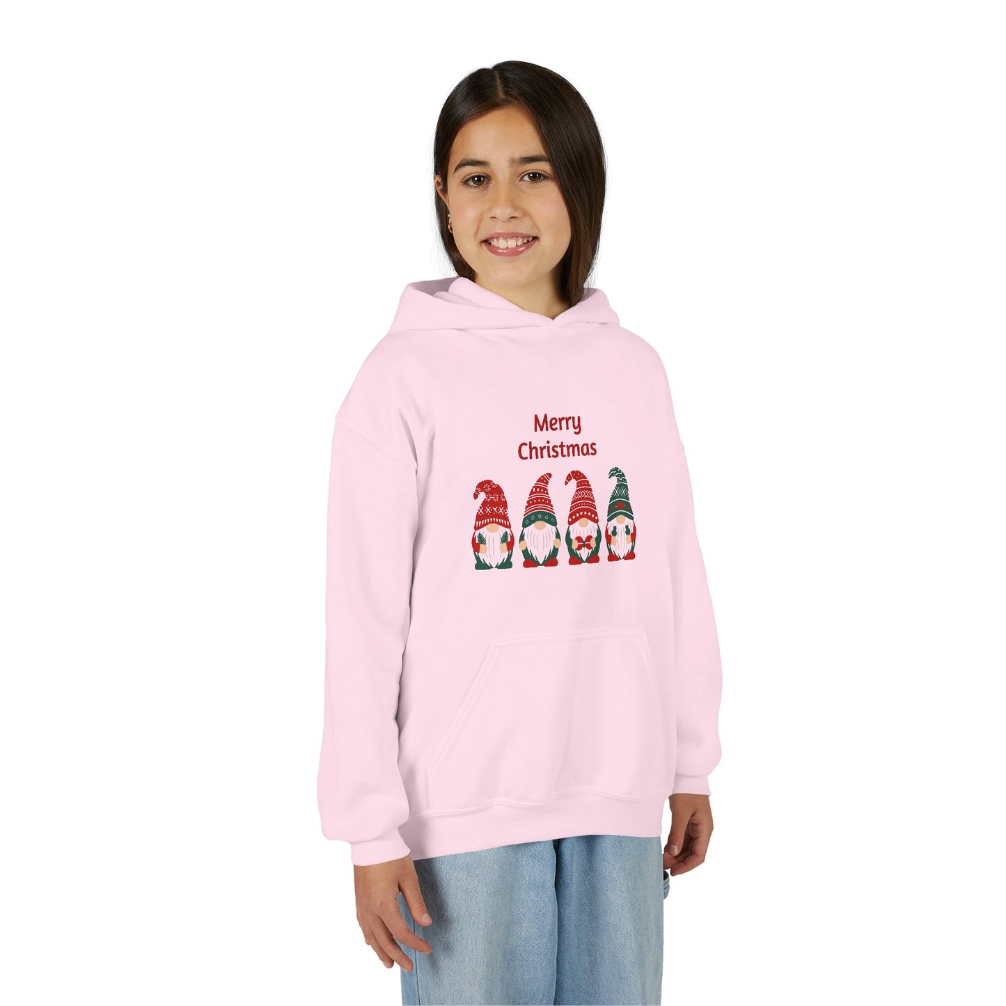 Youth Christmas Gnome Hoodie - "Merry Christmas" Holiday Kids Sweatshirt