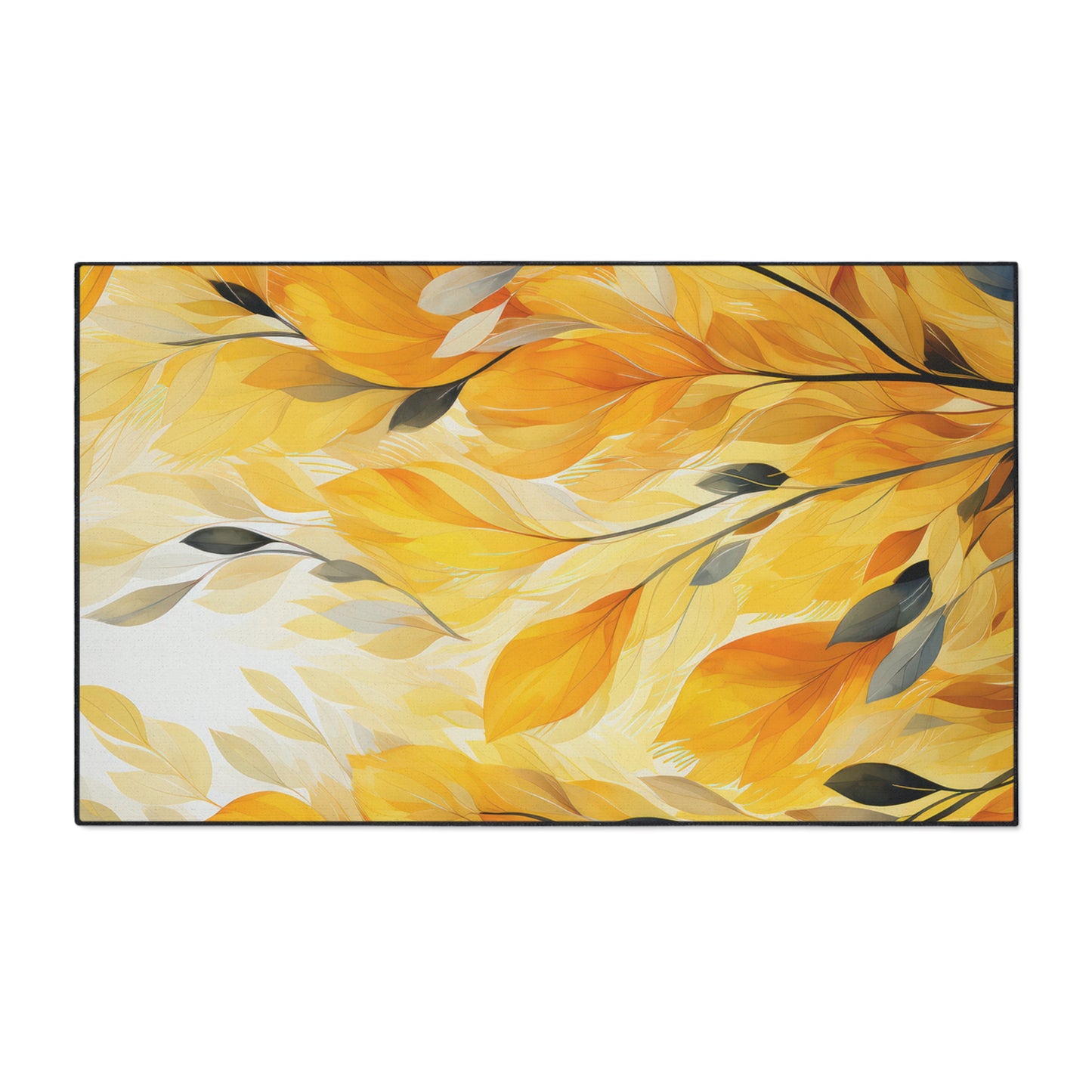 Autumn Breeze Heavy-Duty Floor Mat — Yellow Falling Leaves Entry Rug