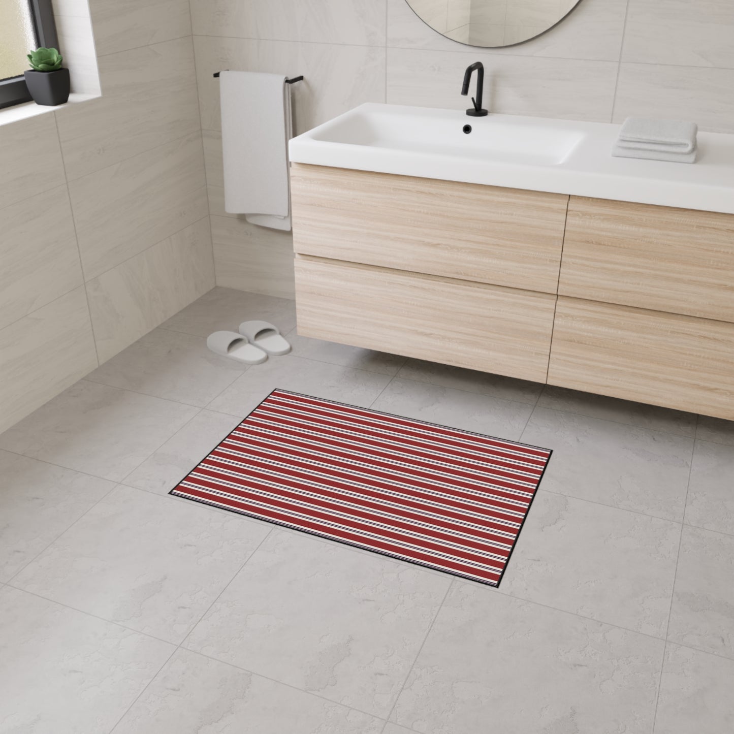 Striped Heavy Duty Floor Mat - Red & White Outdoor/Entry Rug