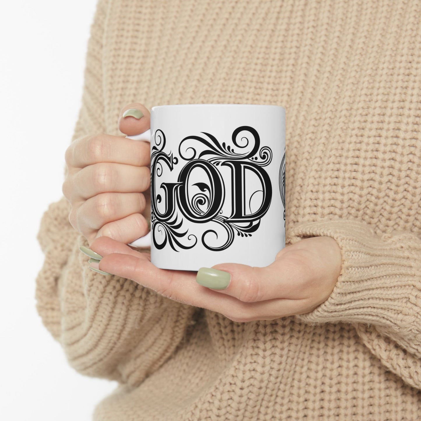 Elegant God Mug for Coffee Lovers, Inspirational Gift, Home Decor, 11oz, 15oz, Spiritual Drinkware, Religious Mug