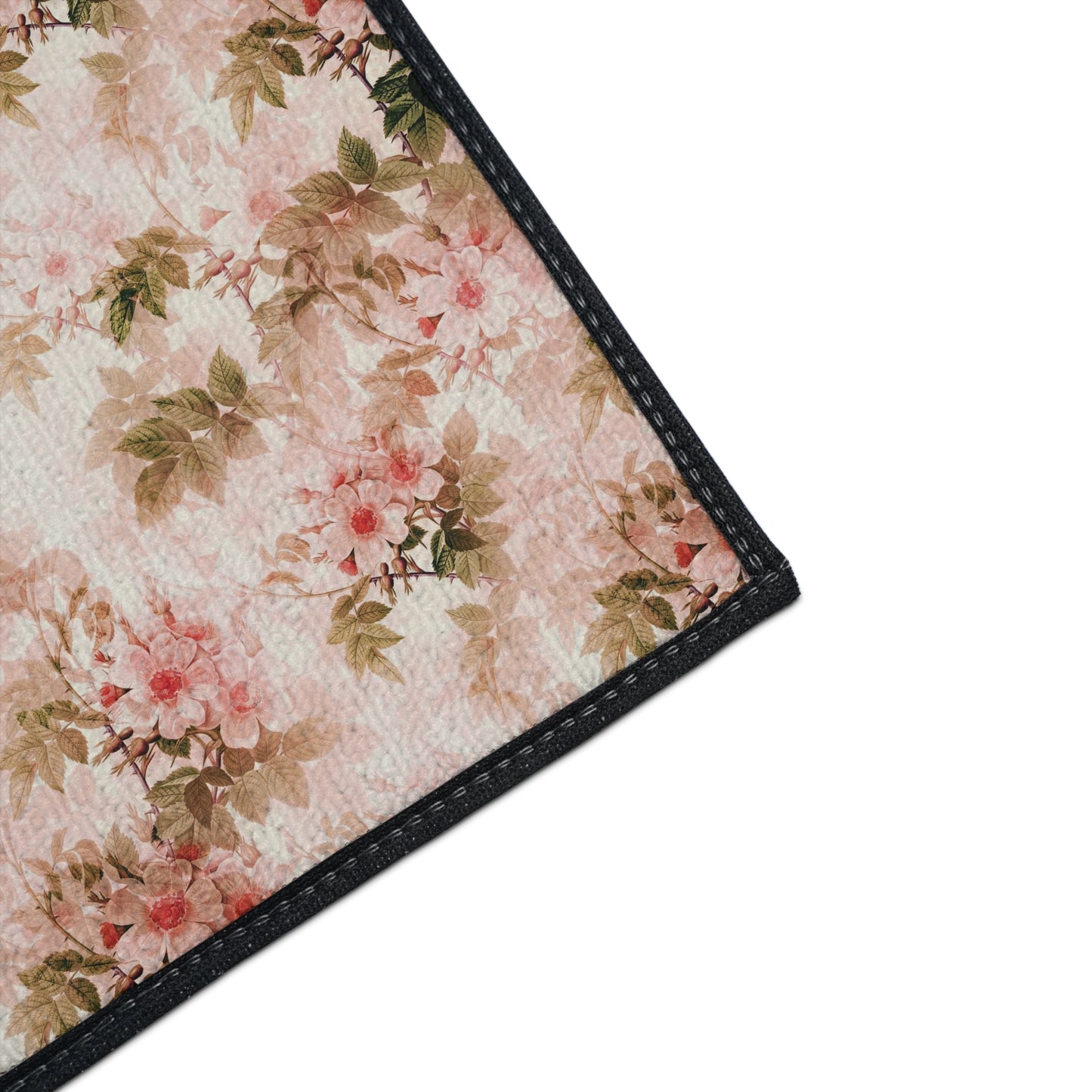 Floral Vintage Heavy-Duty Floor Mat — Pink Rose Garden Rug