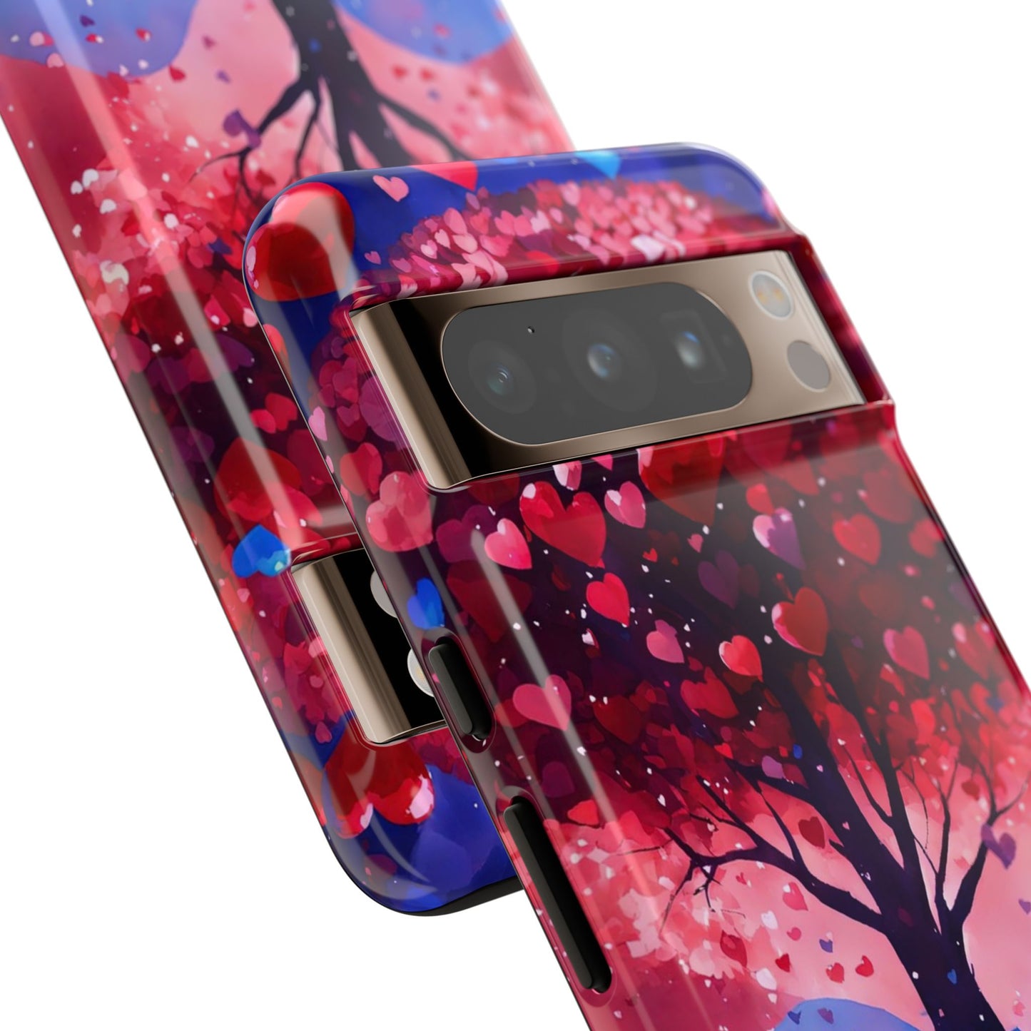 Heart Tree Phone Case — Romantic Red & Blue Protective Tough Case