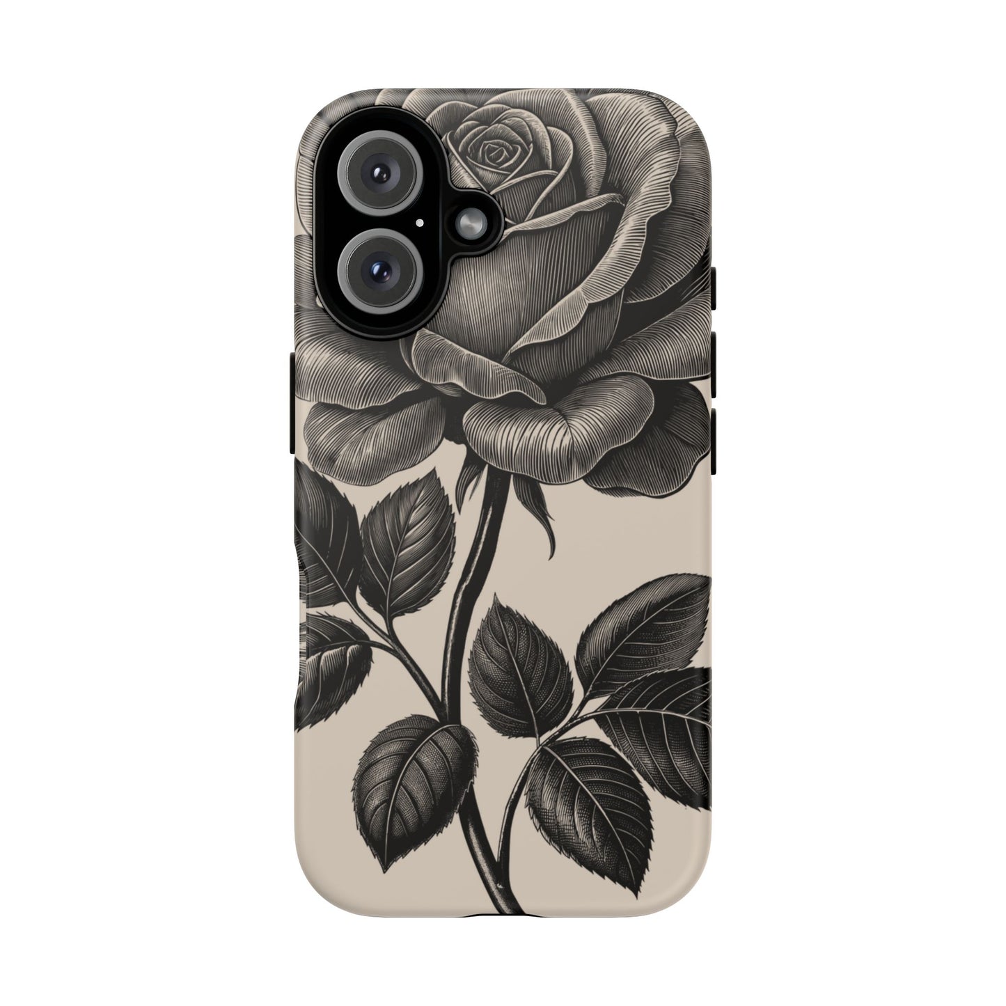 Black Rose Phone Case, Tough Cases with Floral Design, Elegant Tech Accessory, Gift for Flower Lovers, Stylish Protection