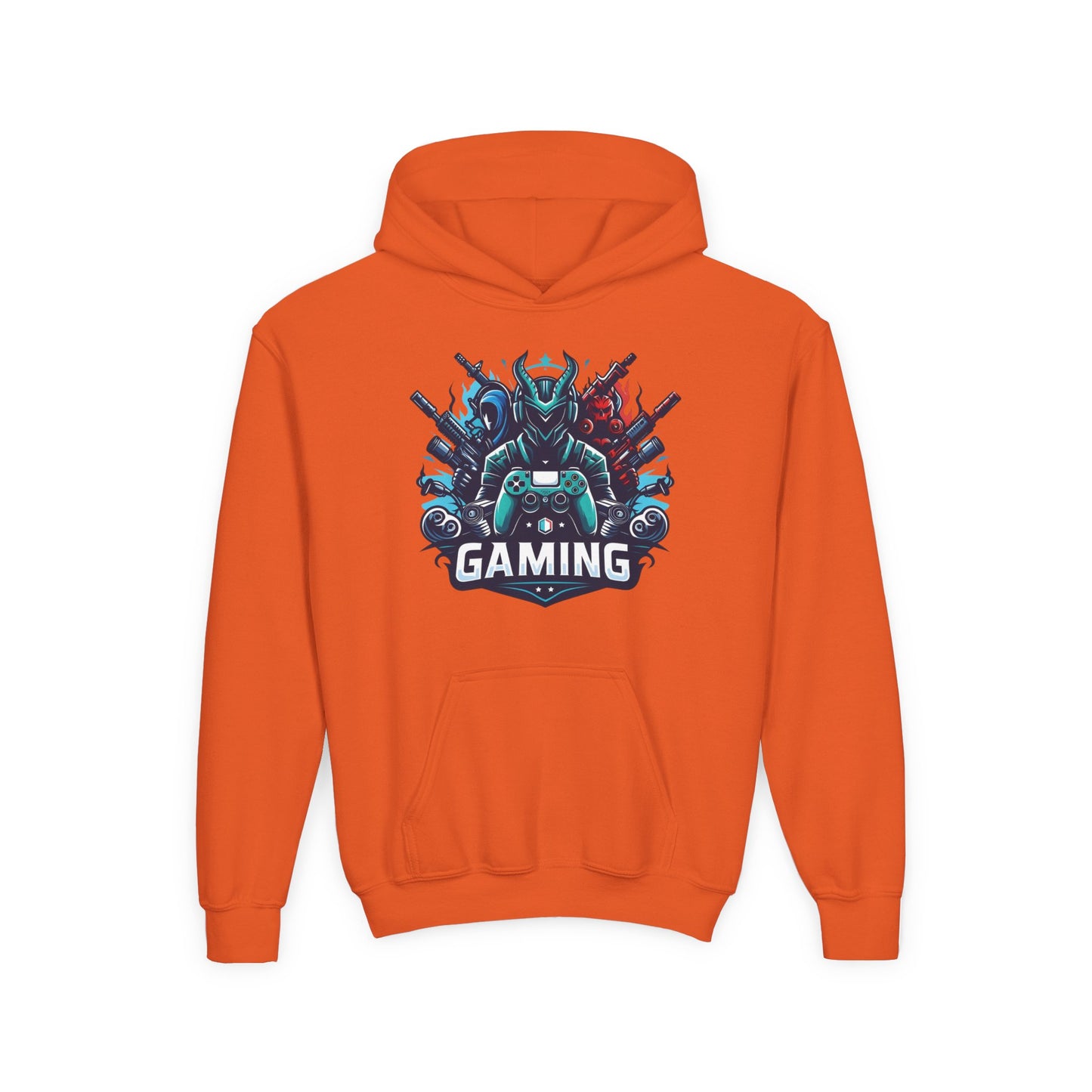 Youth Gaming Hoodie — Robotic Gamer Emblem Sweatshirt