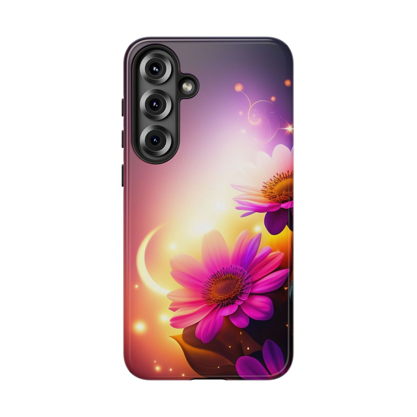Floral Moonlight Phone Case – Purple Daisy Protective Cover