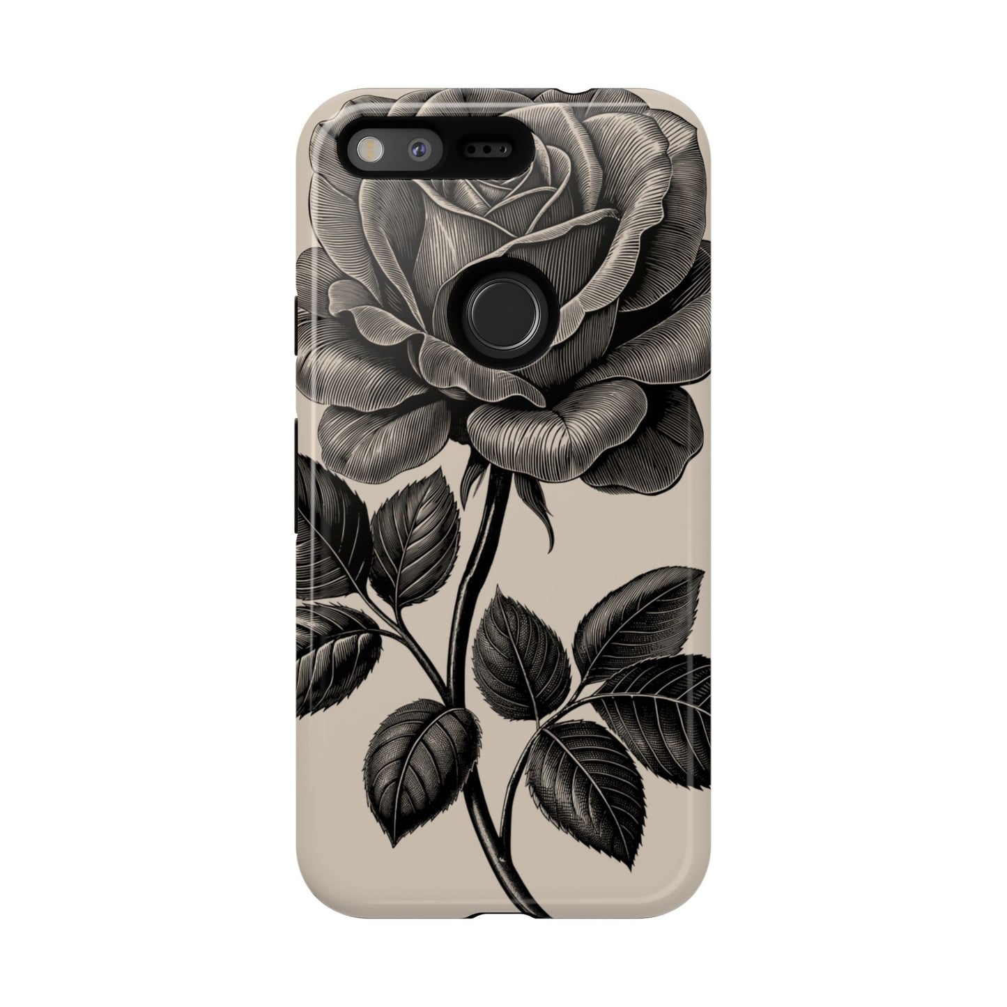 Black Rose Phone Case, Tough Cases with Floral Design, Elegant Tech Accessory, Gift for Flower Lovers, Stylish Protection
