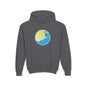 Sunrise Surf Circle Youth Hoodie | Surfing Wave Graphic