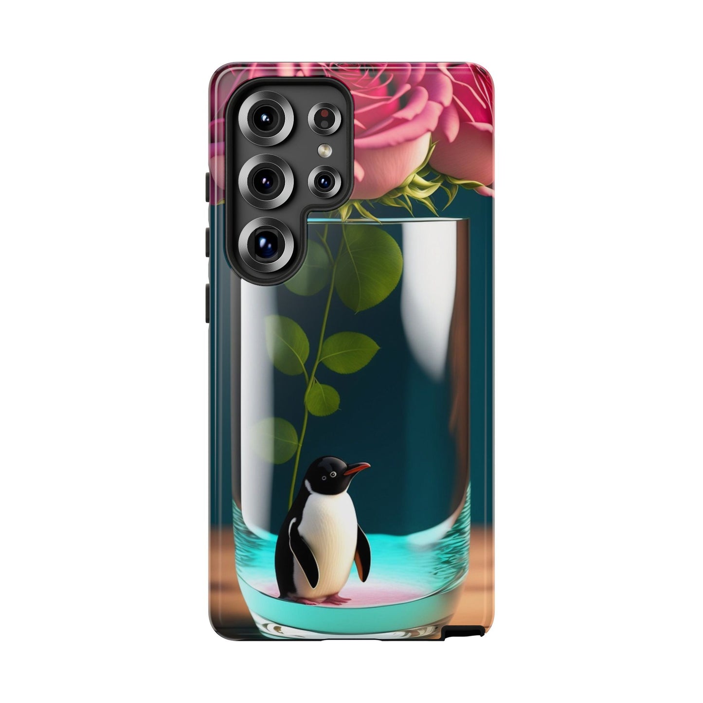 Penguin in a Glass Floral Tough Phone Case — Cute Protective Phone Cover