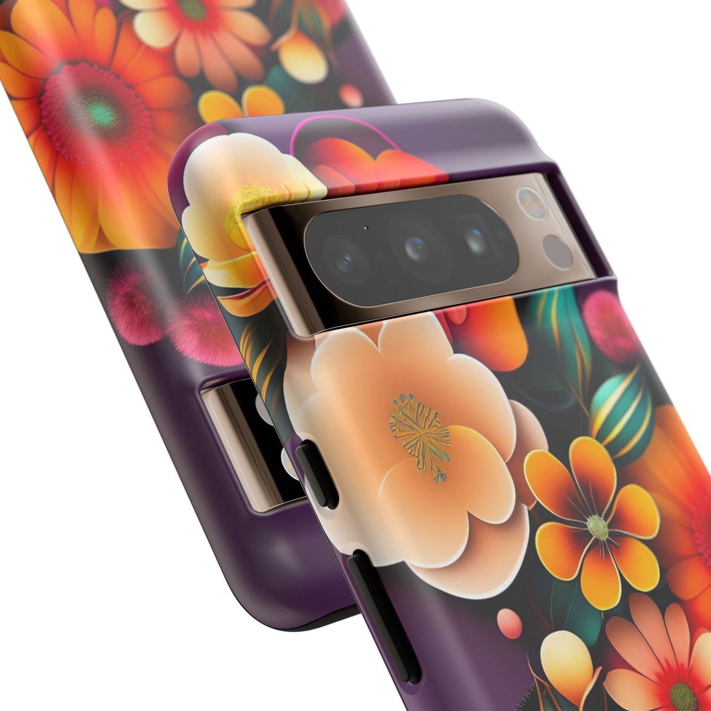 Floral Burst Tough Phone Case — Colorful Retro Flowers Protective Cover