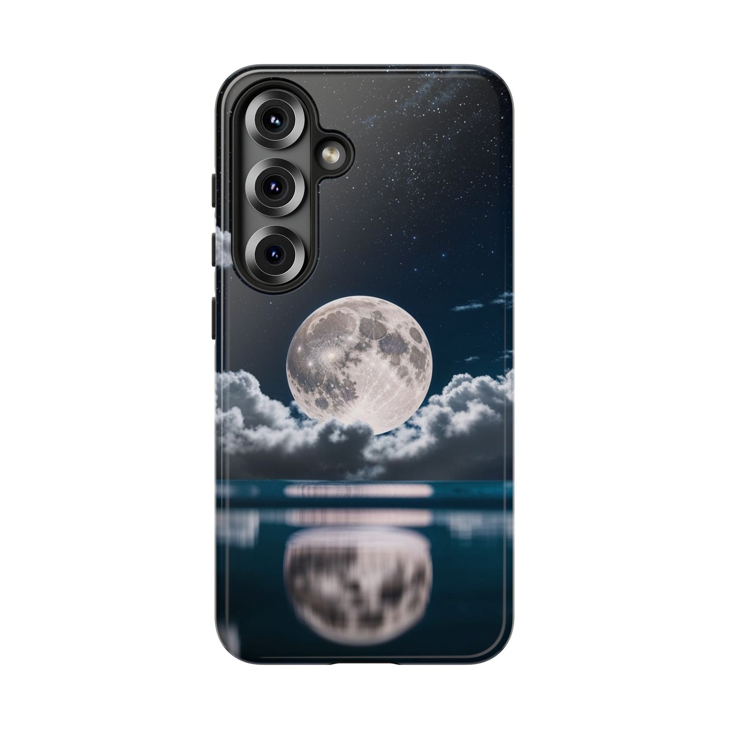 Moonlit Reflection Phone Case — Night Sky Moon & Clouds Tough Case