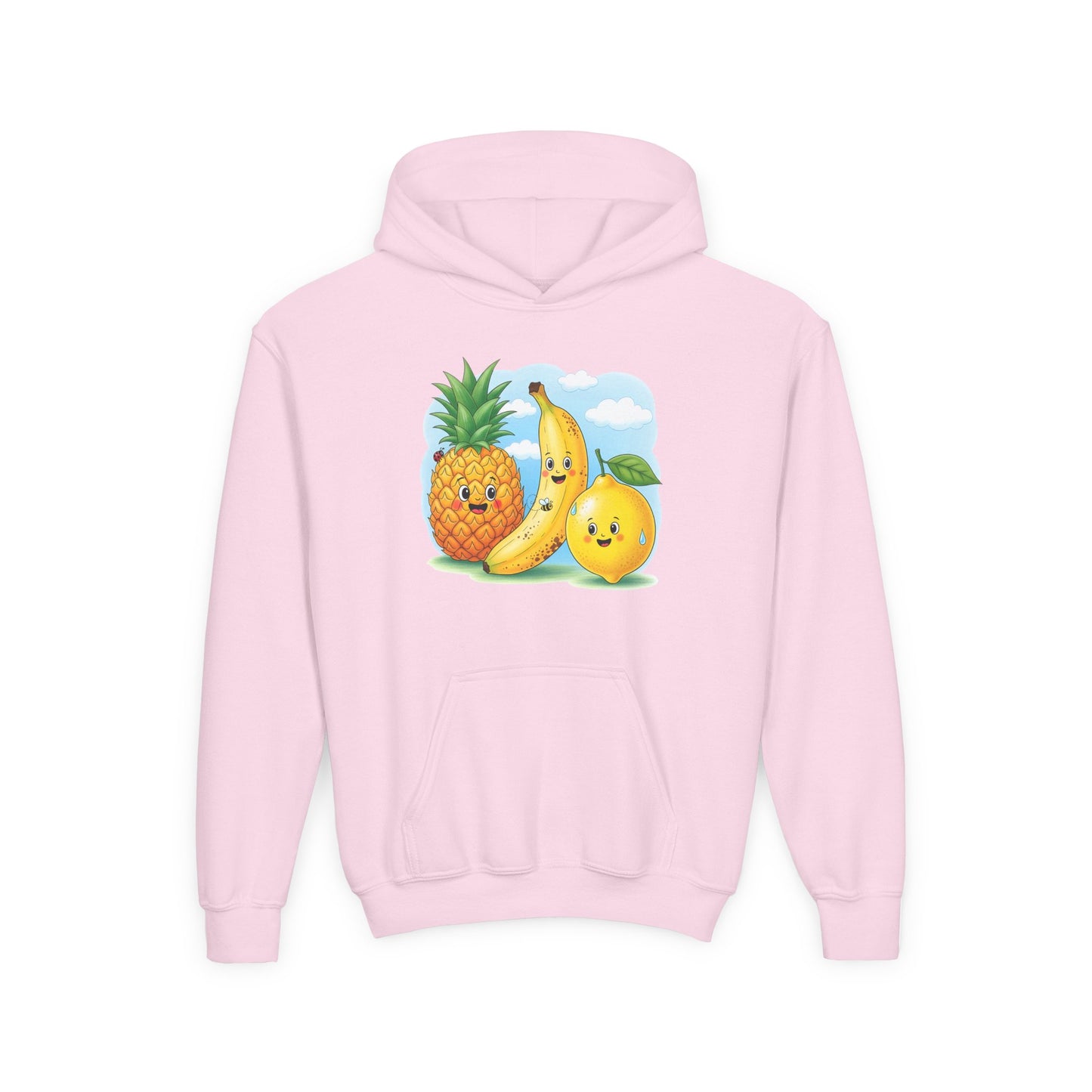 Kids Tropical Fruit Hoodie — Cute Pineapple, Banana & Orange Graphic Sweatshirt