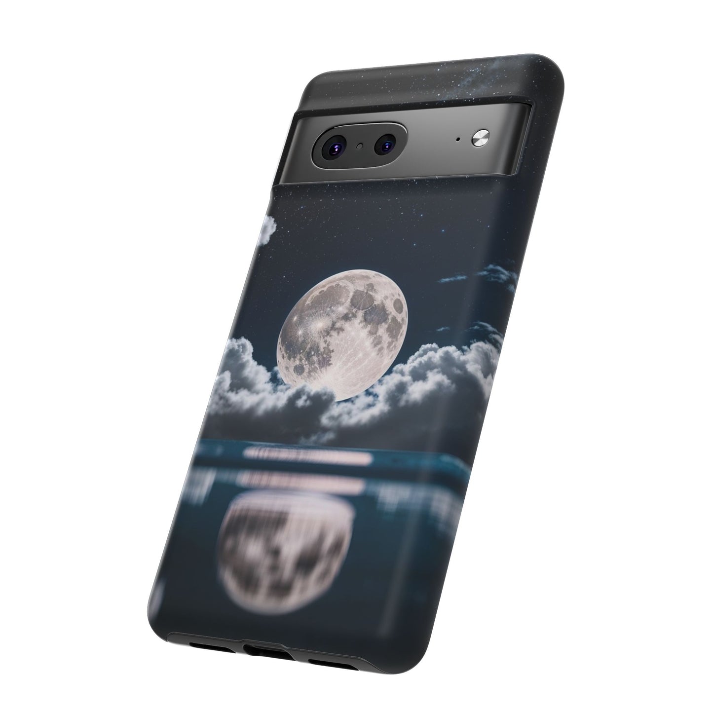 Moonlit Reflection Phone Case — Night Sky Moon & Clouds Tough Case