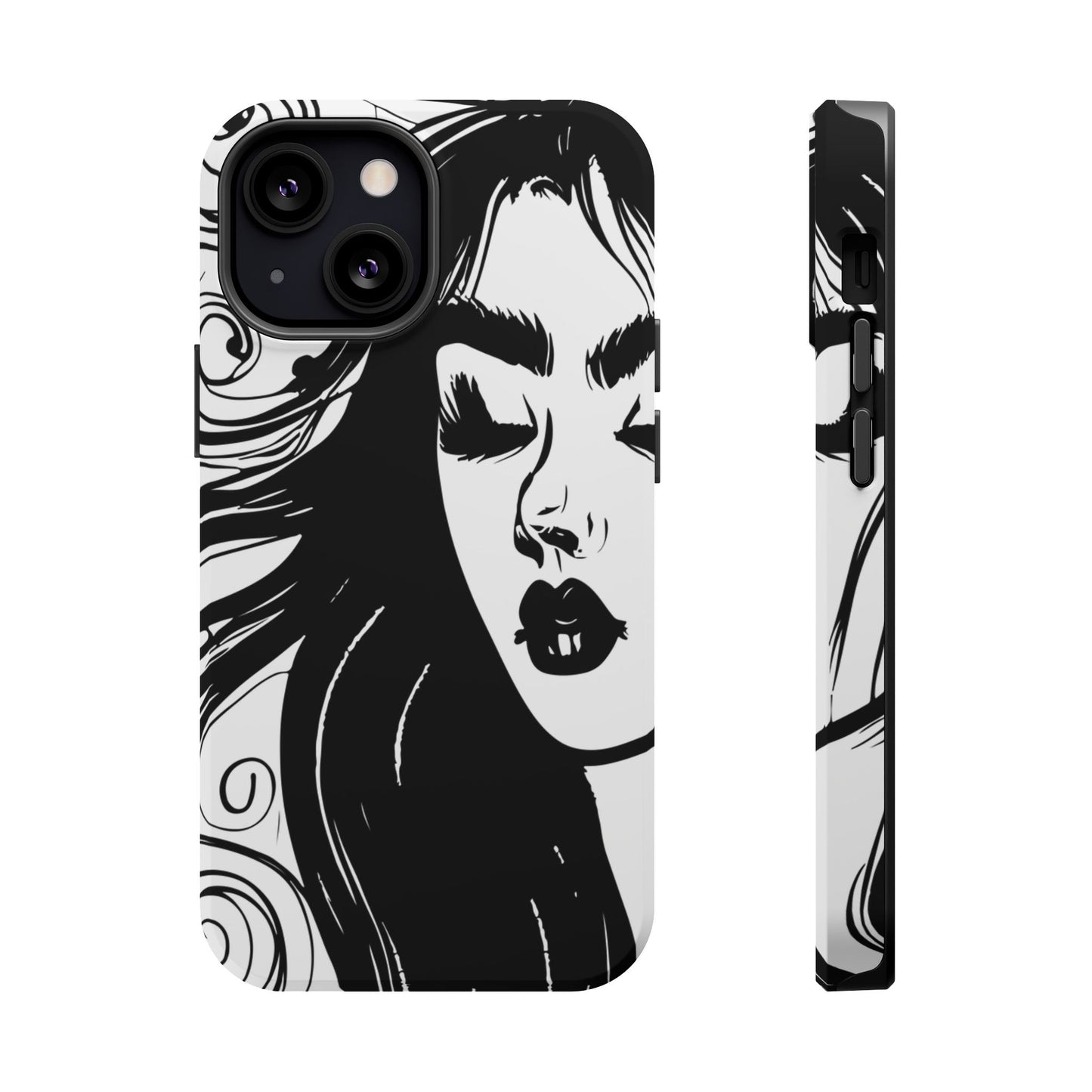 Artistic Black & White Portrait Phone Case — Magnetic Impact-Resistant