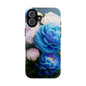 Floral Blue Peony Phone Case — Protective Tough Case with Pink & Blue Blooms