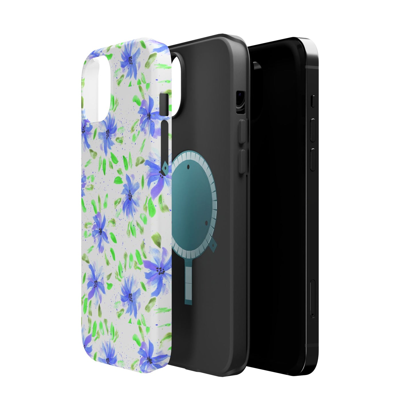 Floral Blue Watercolor Phone Case — Magnetic Impact-Resistant