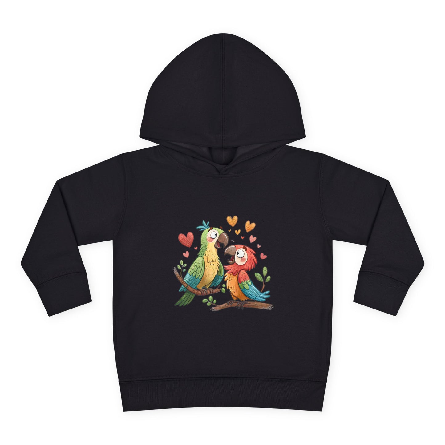 Toddler Hoodie — Cute Parrot Love Pullover (Heart Bird Kids Sweatshirt)