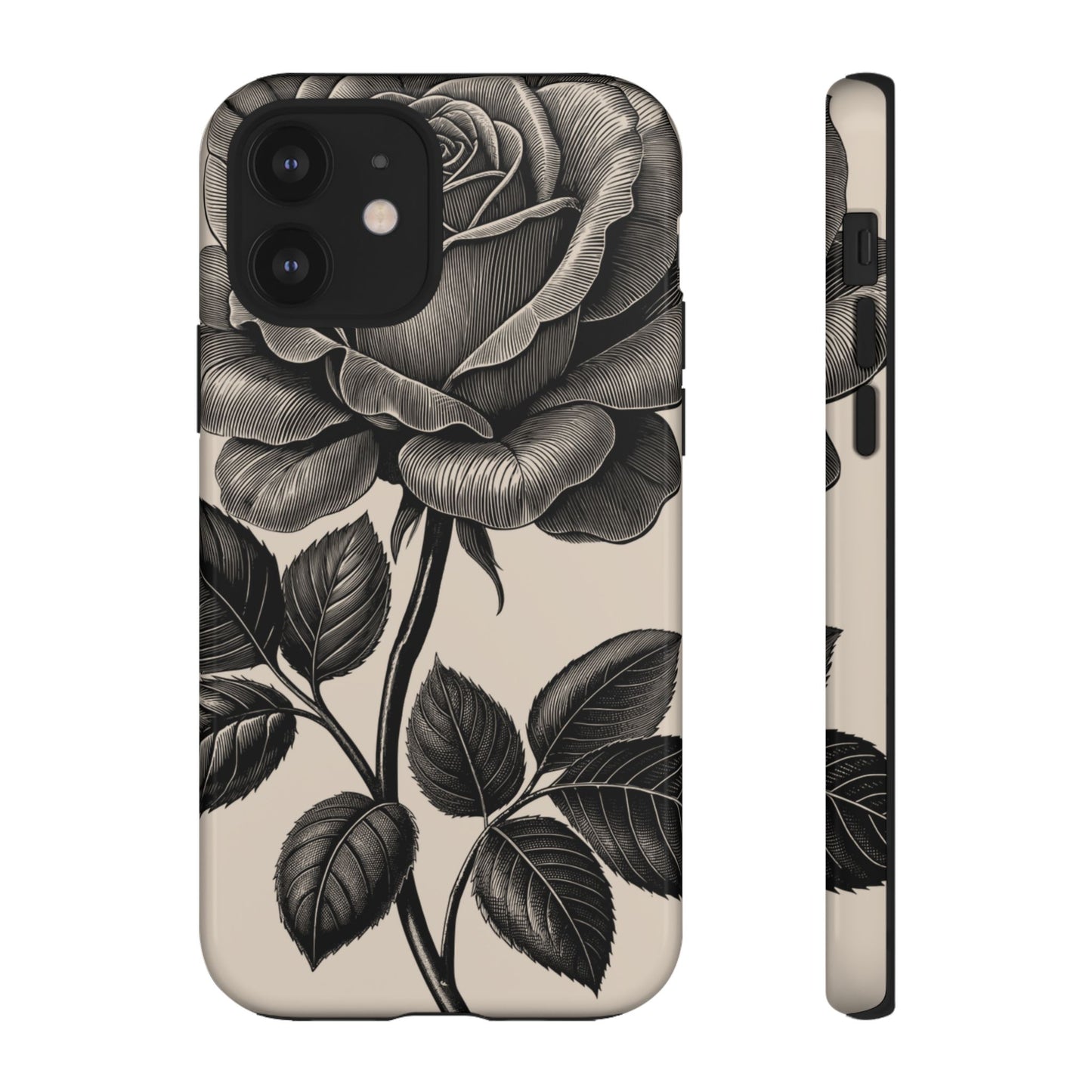 Black Rose Phone Case, Tough Cases with Floral Design, Elegant Tech Accessory, Gift for Flower Lovers, Stylish Protection