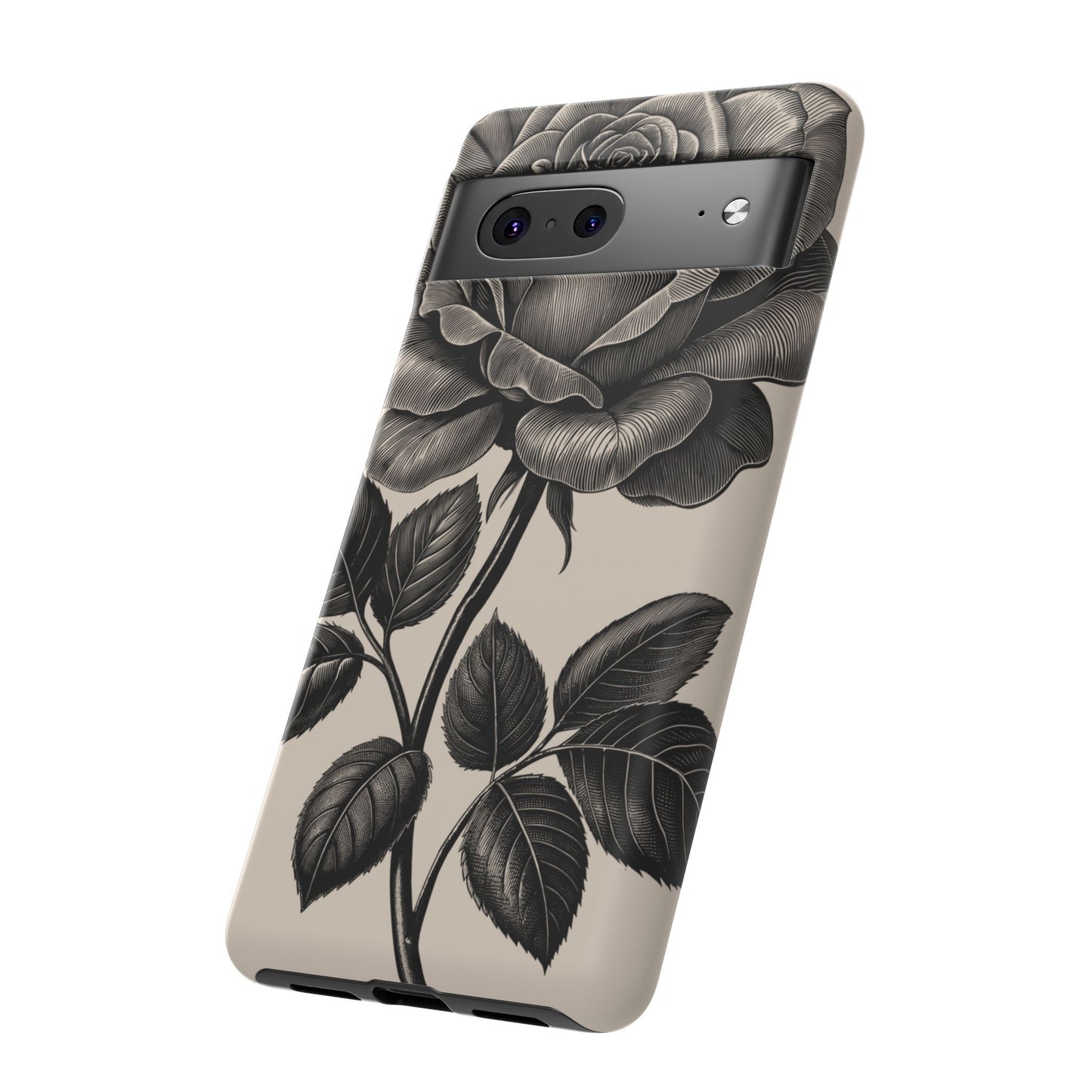 Black Rose Phone Case, Tough Cases with Floral Design, Elegant Tech Accessory, Gift for Flower Lovers, Stylish Protection