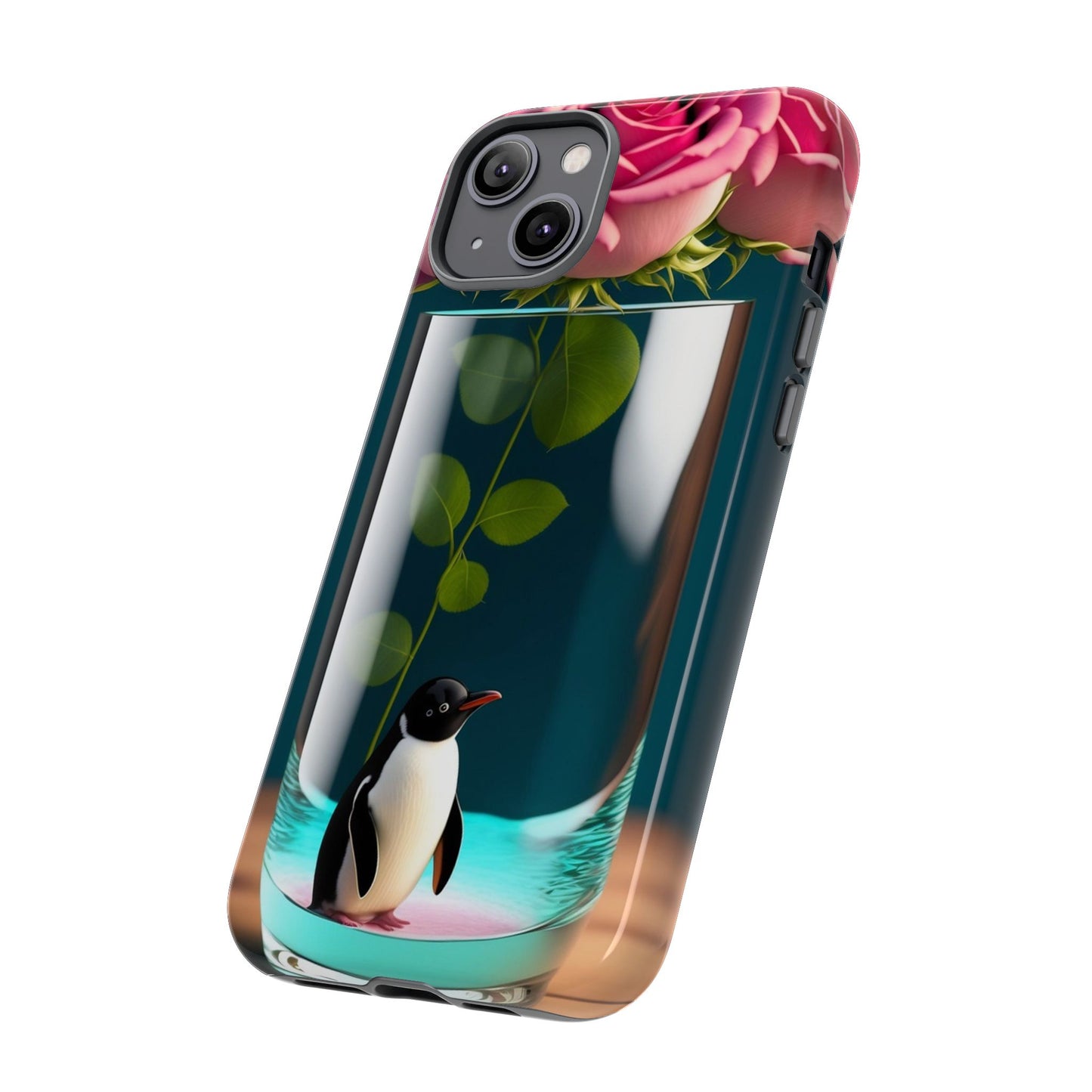 Penguin in a Glass Floral Tough Phone Case — Cute Protective Phone Cover