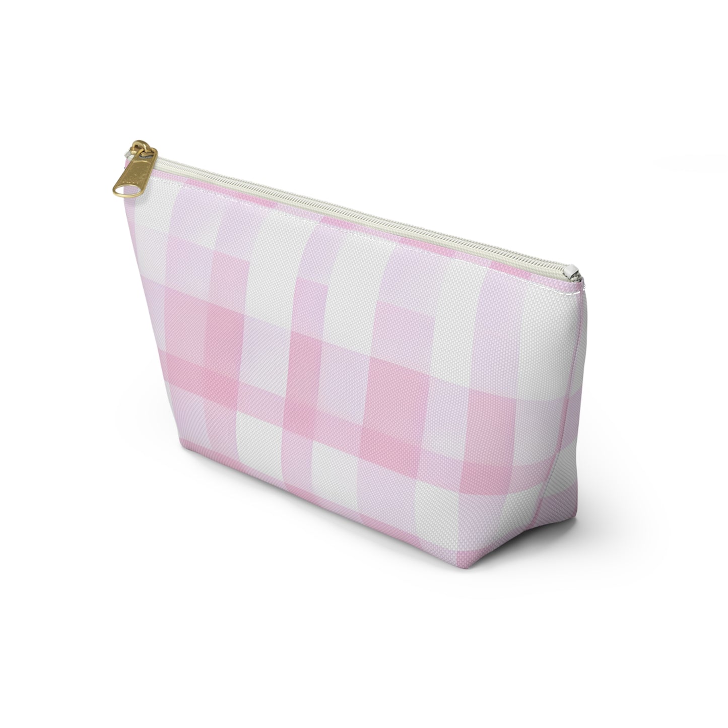 Pink Gingham Accessory Pouch — T‑Bottom Makeup & Toiletry Bag