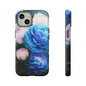 Floral Blue Peony Phone Case — Protective Tough Case with Pink & Blue Blooms