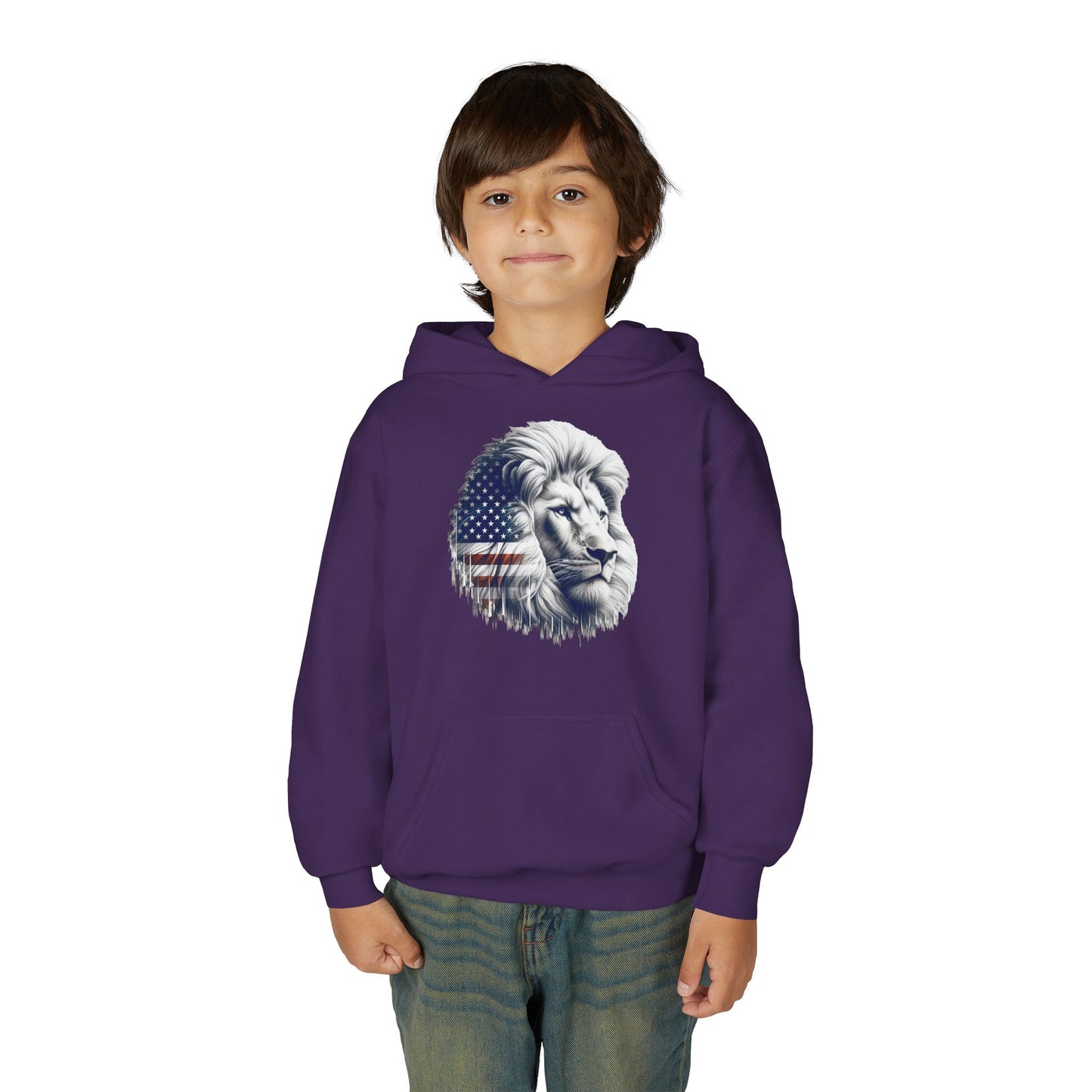 American Flag Lion Hoodie | Patriotic Lion Graphic Youth Sweatshirt