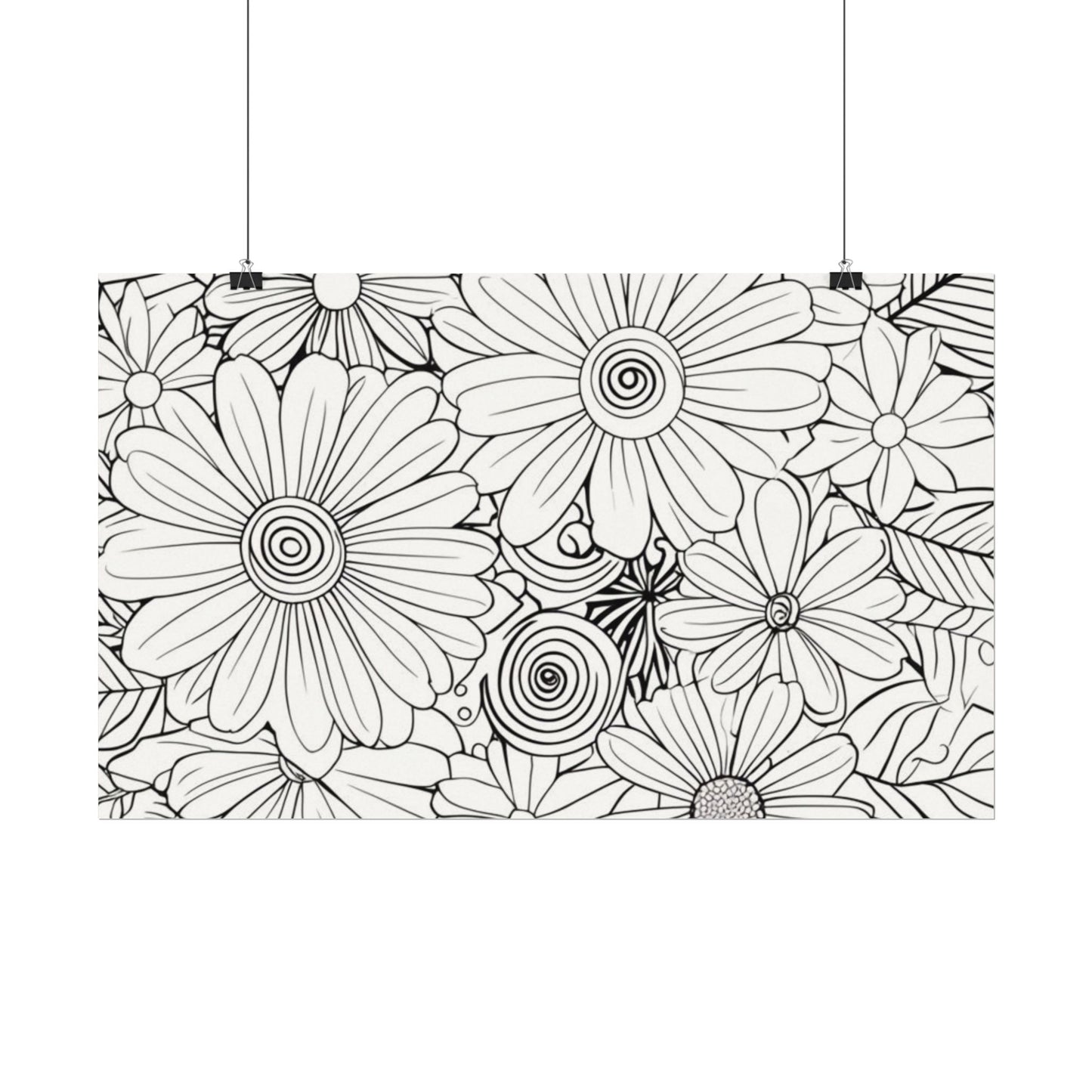 COLOR IT YOURSELF Floral Line Art Poster — Textured Matte Print