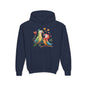 Youth Hoodie — Cute Parrot Couple Illustration (Hearts, Kids Pullover)