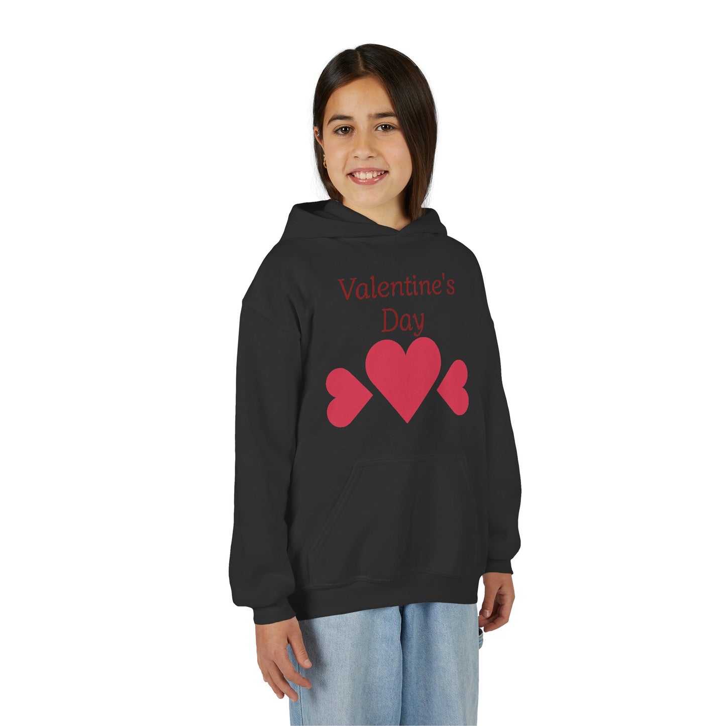 Valentine's Day Kids Hoodie - Pink Heart Trio Youth Sweatshirt