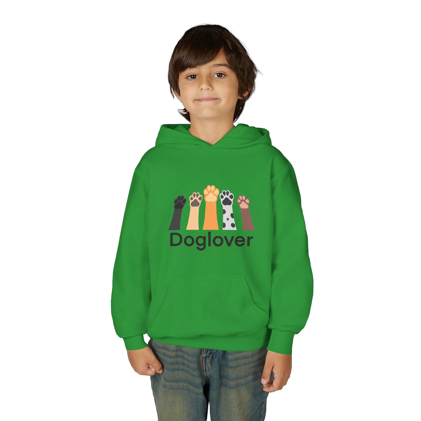Doglover Youth Hoodie — Cute Paw Print Graphic Sweatshirt for Kids
