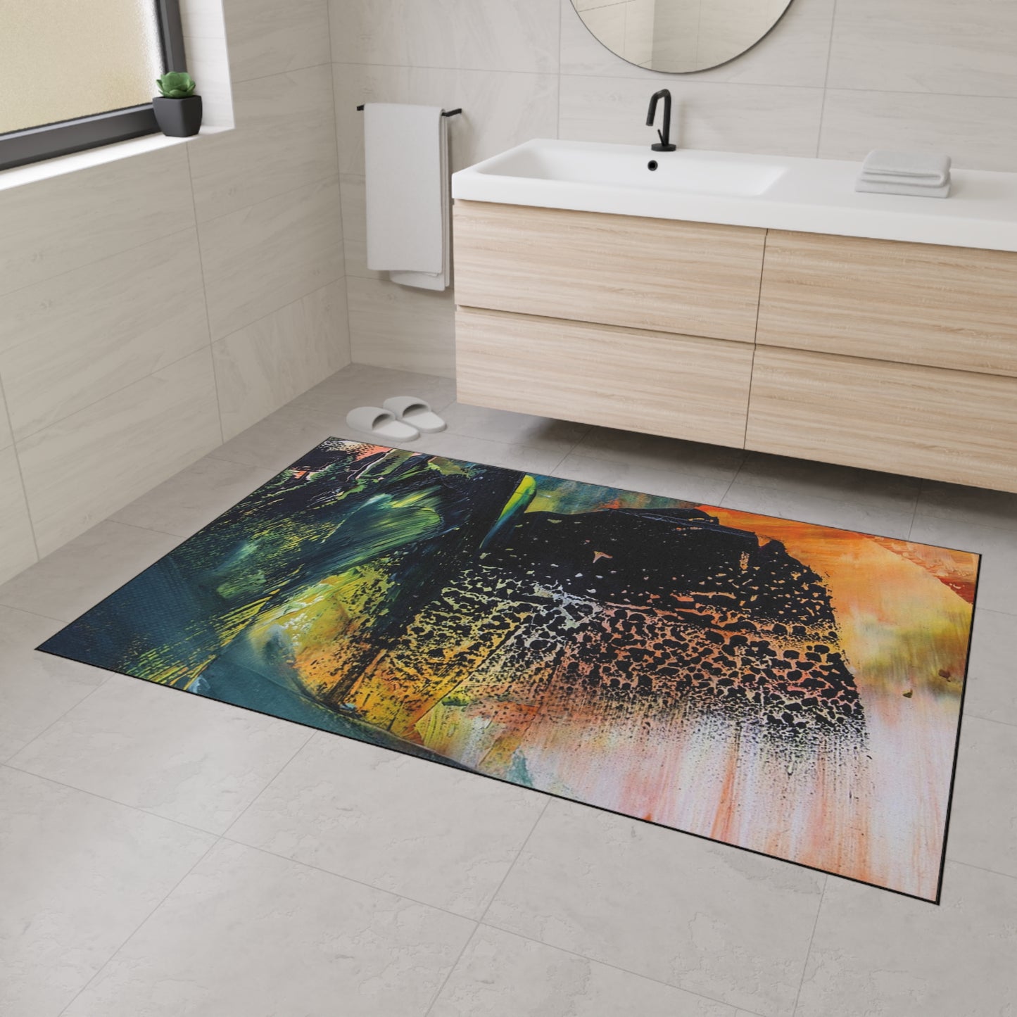 Abstract Art Heavy-Duty Floor Mat — Vibrant Brushstroke Entry Rug