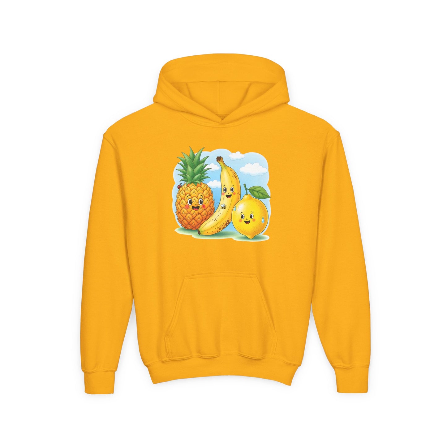 Kids Tropical Fruit Hoodie — Cute Pineapple, Banana & Orange Graphic Sweatshirt