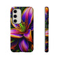 Floral Neon Tough Phone Case — Vivid Purple & Orange Lily Protective Cover