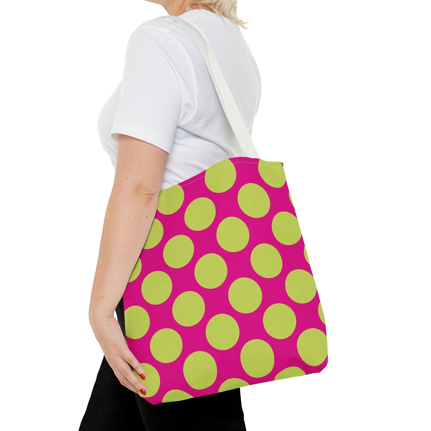 Vibrant Polka Dot Tote Bag, Colorful Shopping Bag, Eco-Friendly Tote