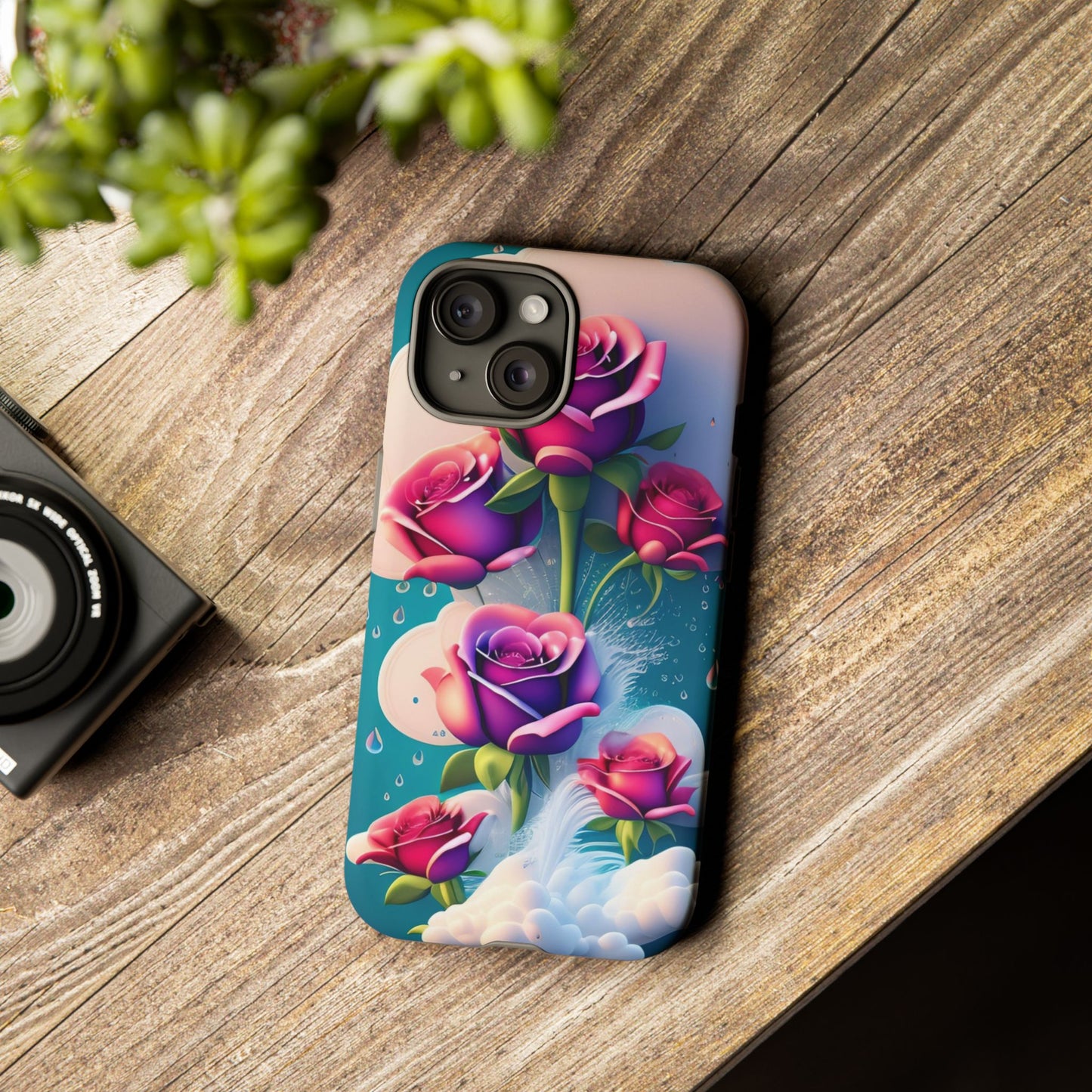 Floral Dream Tough Phone Case — Rose Bouquet Clouds Design