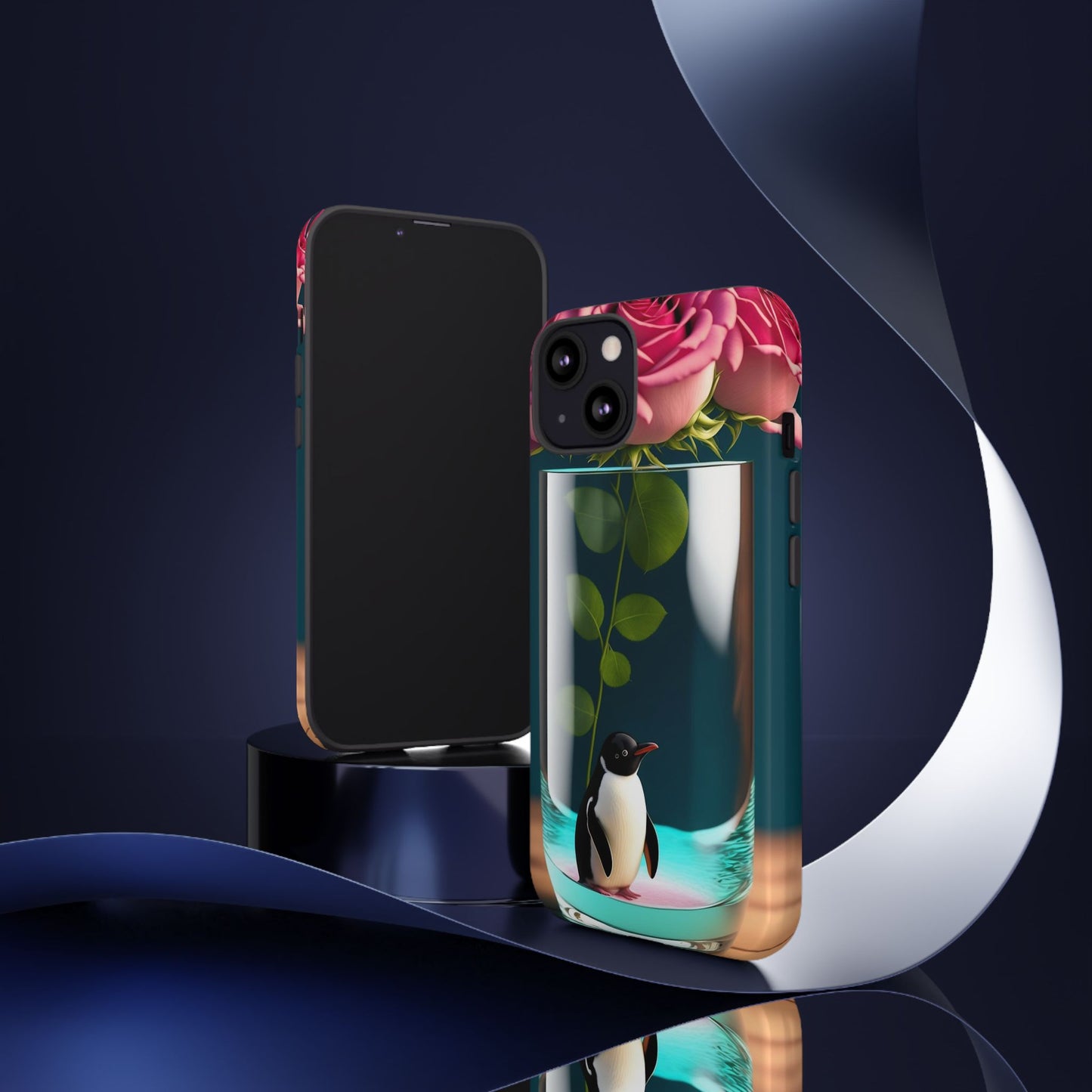 Penguin in a Glass Floral Tough Phone Case — Cute Protective Phone Cover