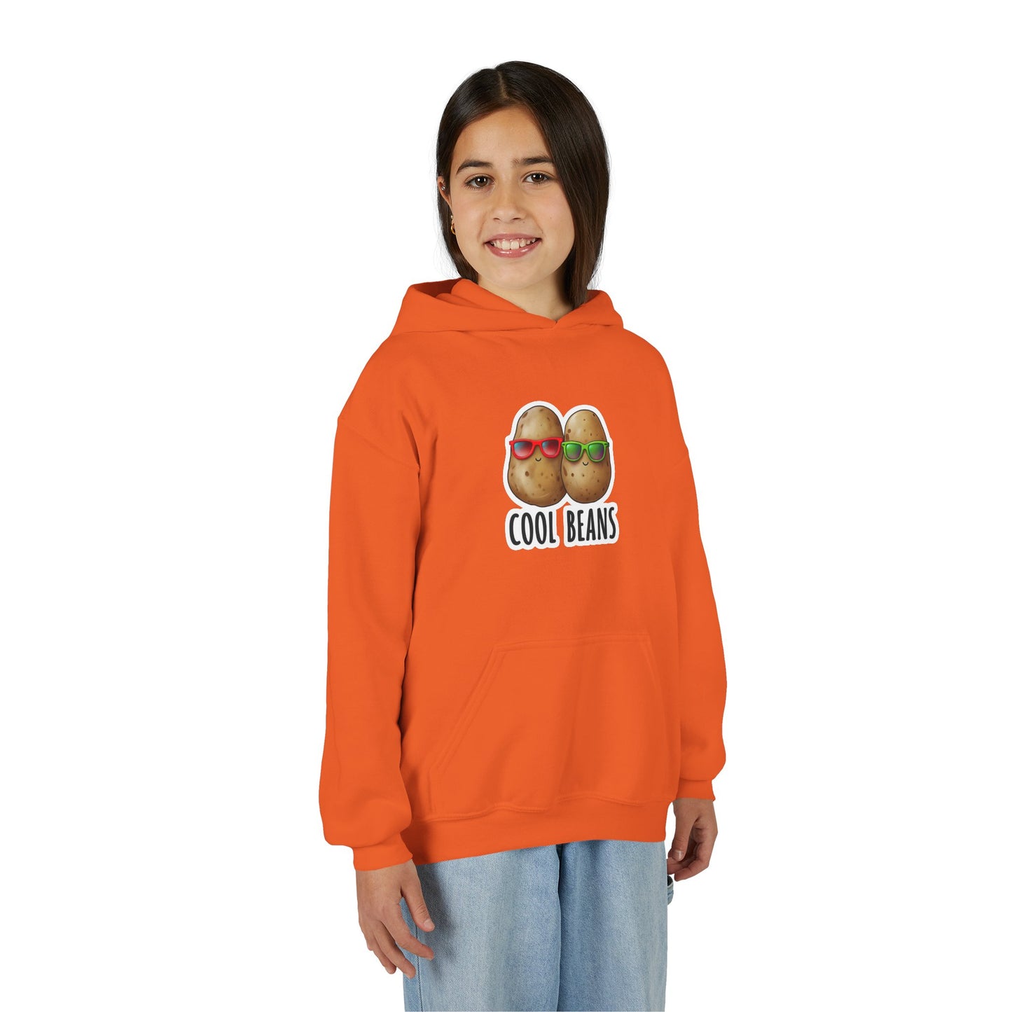 Youth 'Cool Beans' Hoodie – Cute Kids Graphic Sweatshirt with Sunglasses Potato Design
