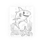 Cute Shark Coloring Poster — Satin & Archival Matte Ocean Print for Kids’ Rooms