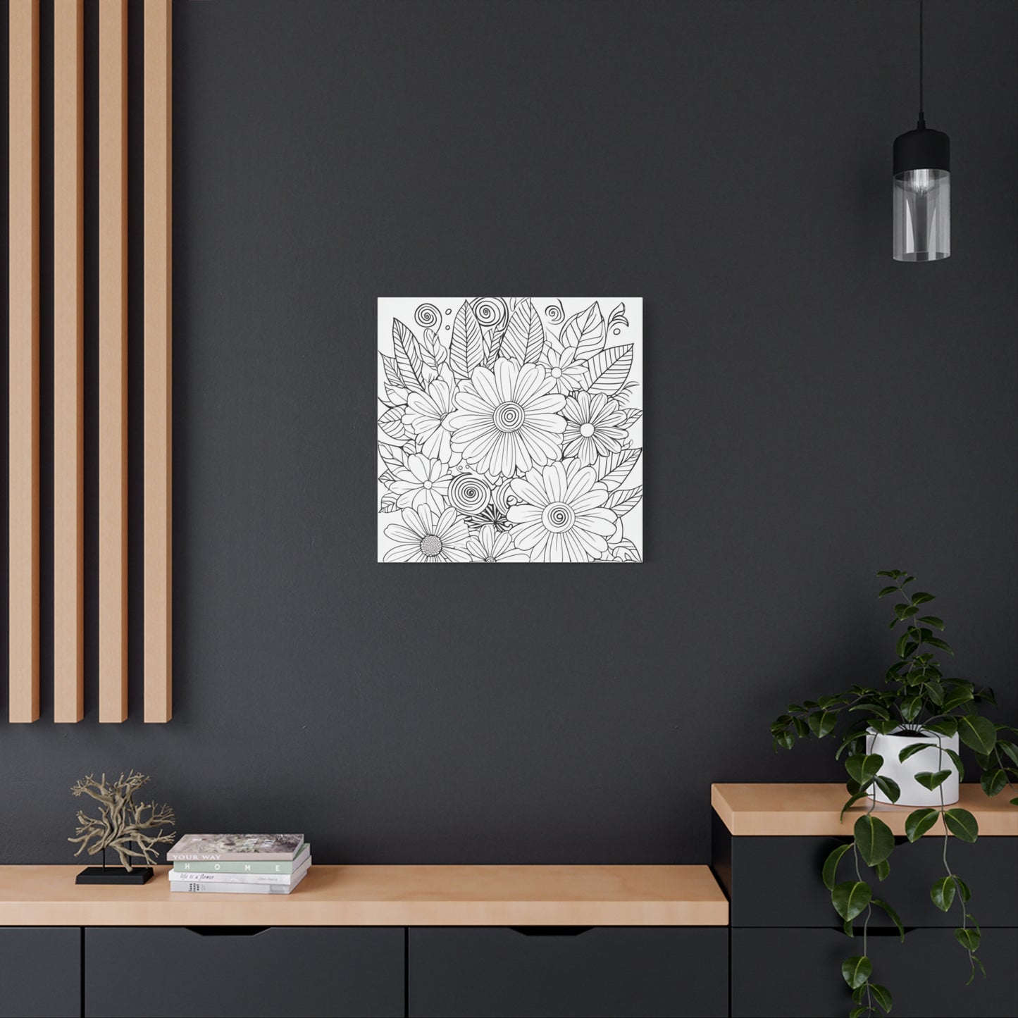 COLOR IT YOURSELF Floral Doodle Canvas Art — Black & White Bouquet Stretched Canvas