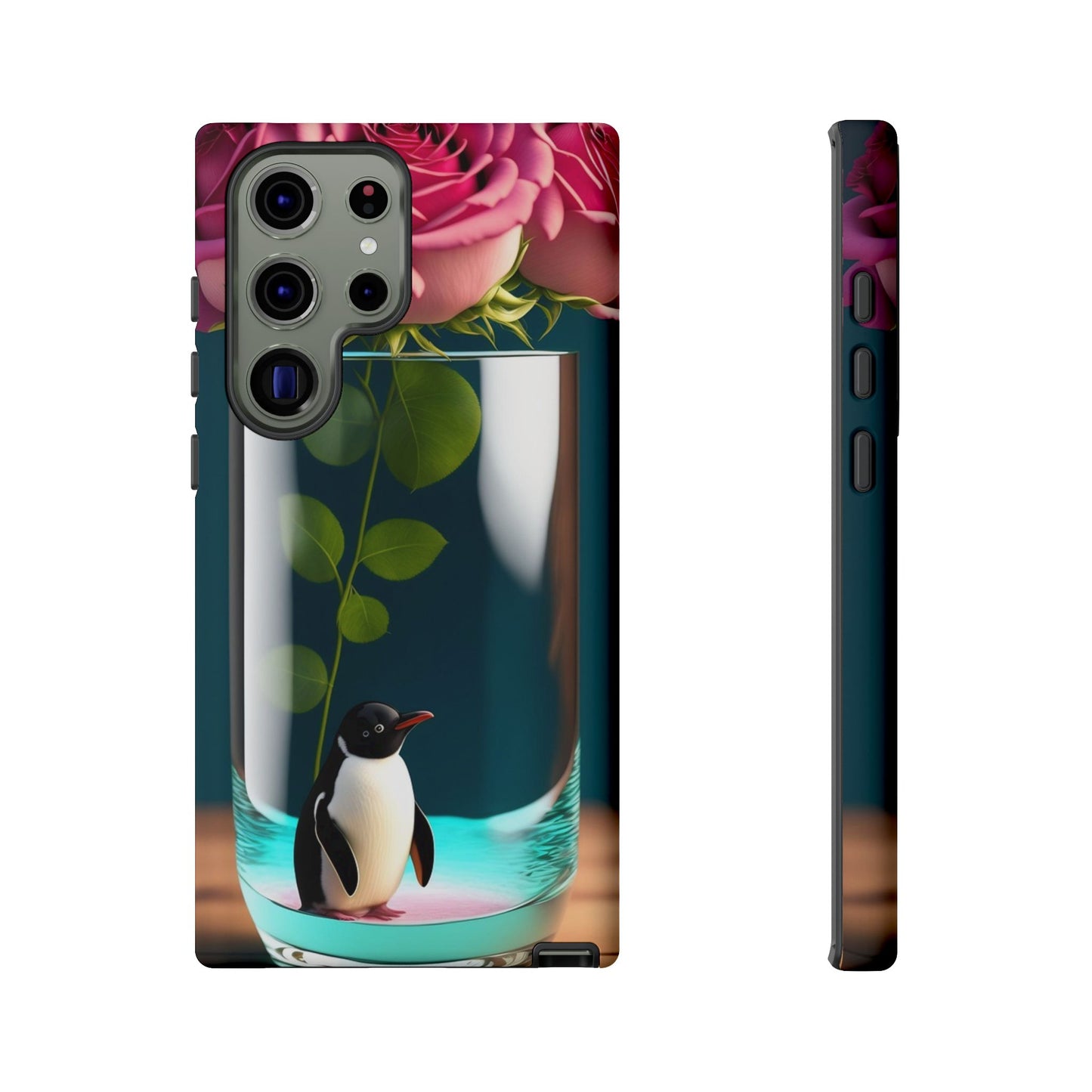 Penguin in a Glass Floral Tough Phone Case — Cute Protective Phone Cover